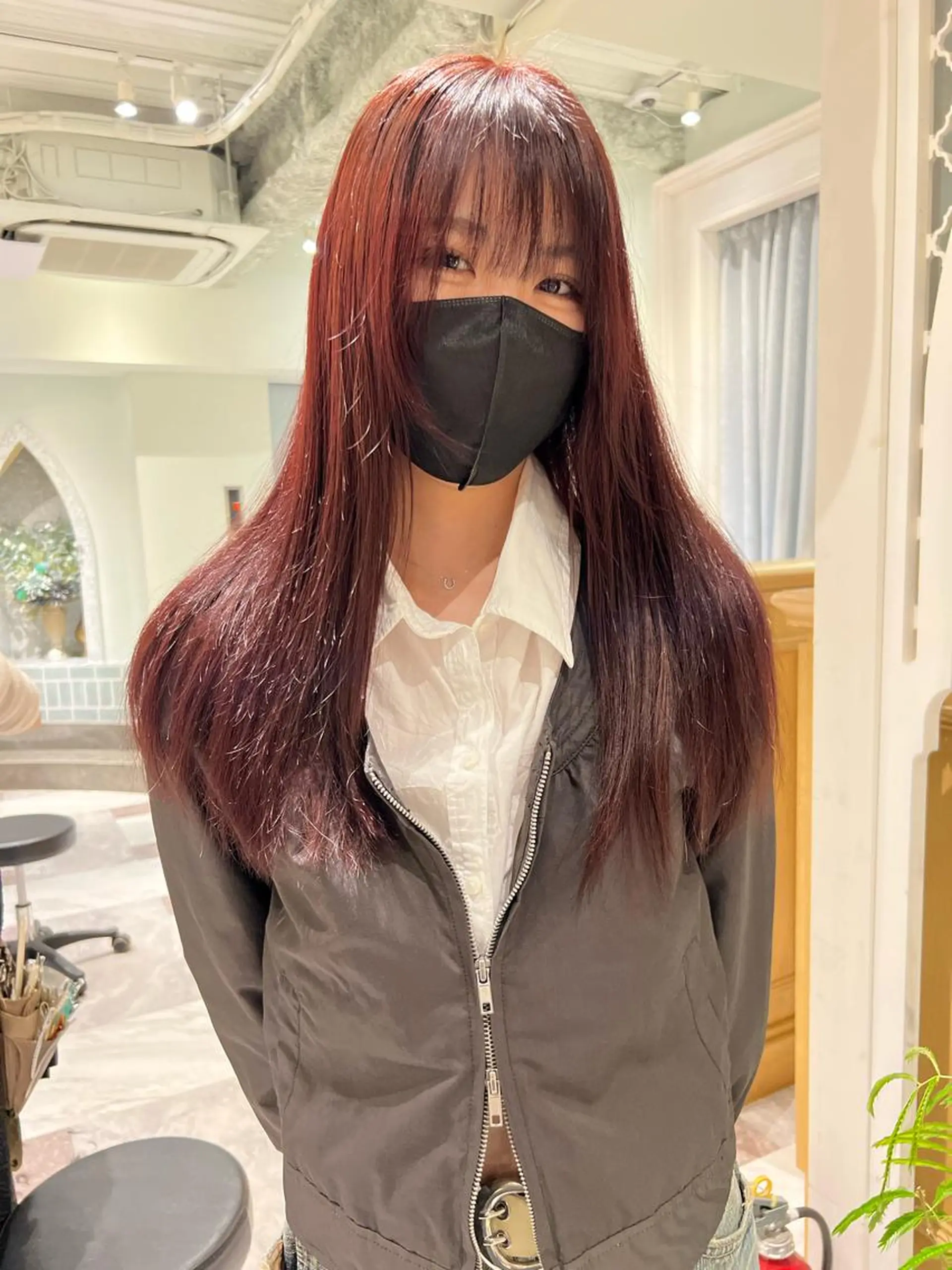 ロング ボブ ハイライト 髪質改善 韓国風ヘア 小顔カット 似合わせカラーの達人 ダブルカラー/森栄範のヘアスタイル