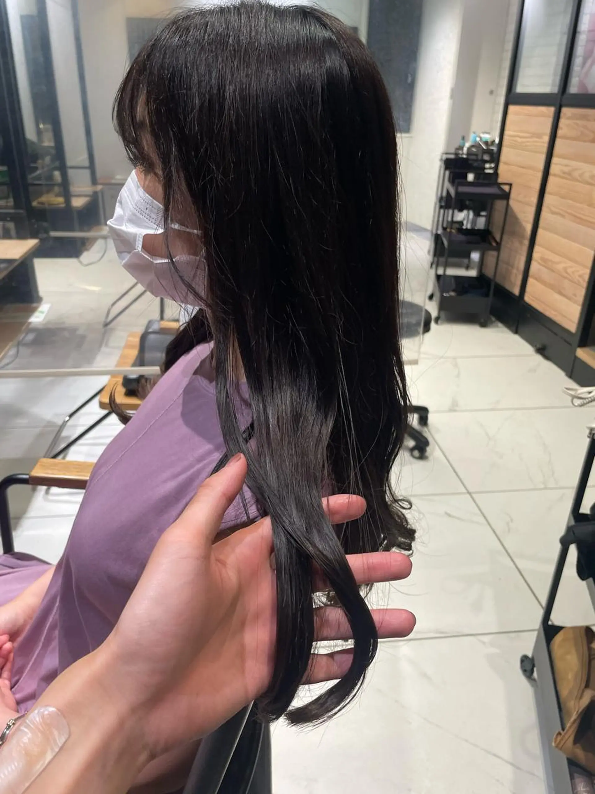 ロング カラー アッシュ ラベンダーカラー ラベンダーアッシュ 弱酸性ストレート 髪質改善/小野寺のヘアスタイル