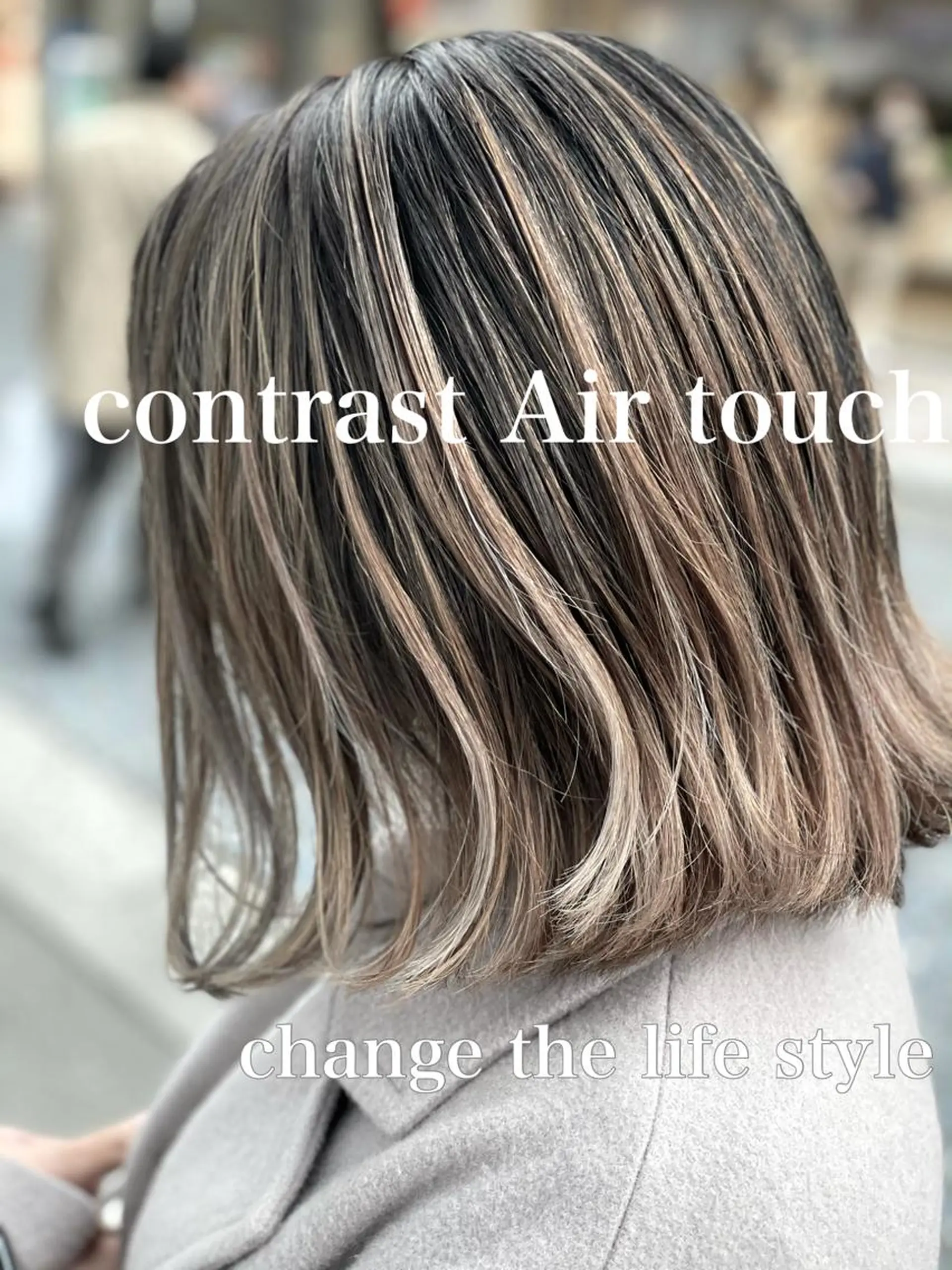 ミディアム カラー グレージュ ヘアカラー トリートメント レイヤー/ウルフ ハイトーンhiroのヘアスタイル