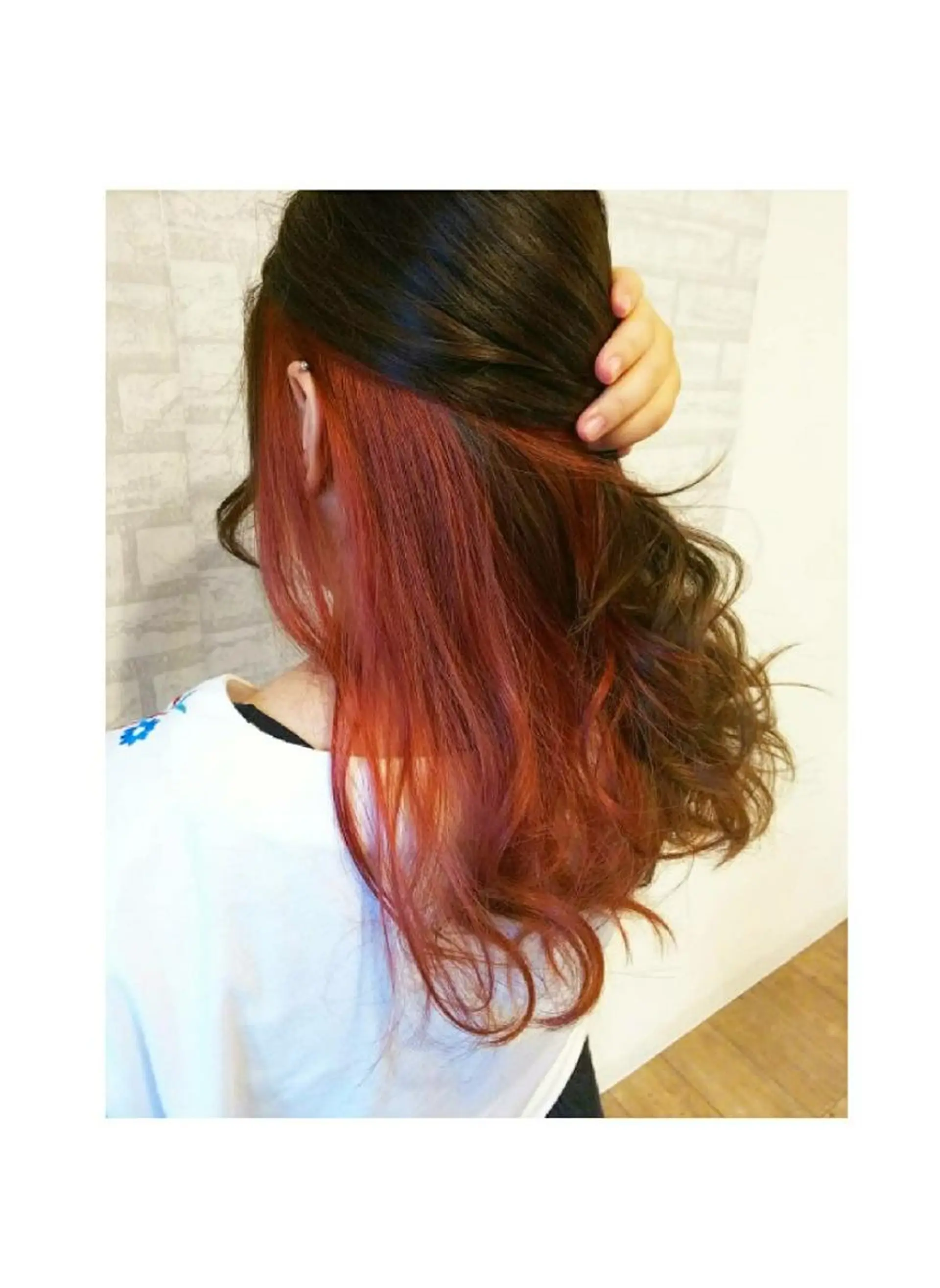 ロング カラー レッドカラー JIL BLAN 京都所属・RU RIのヘアスタイル