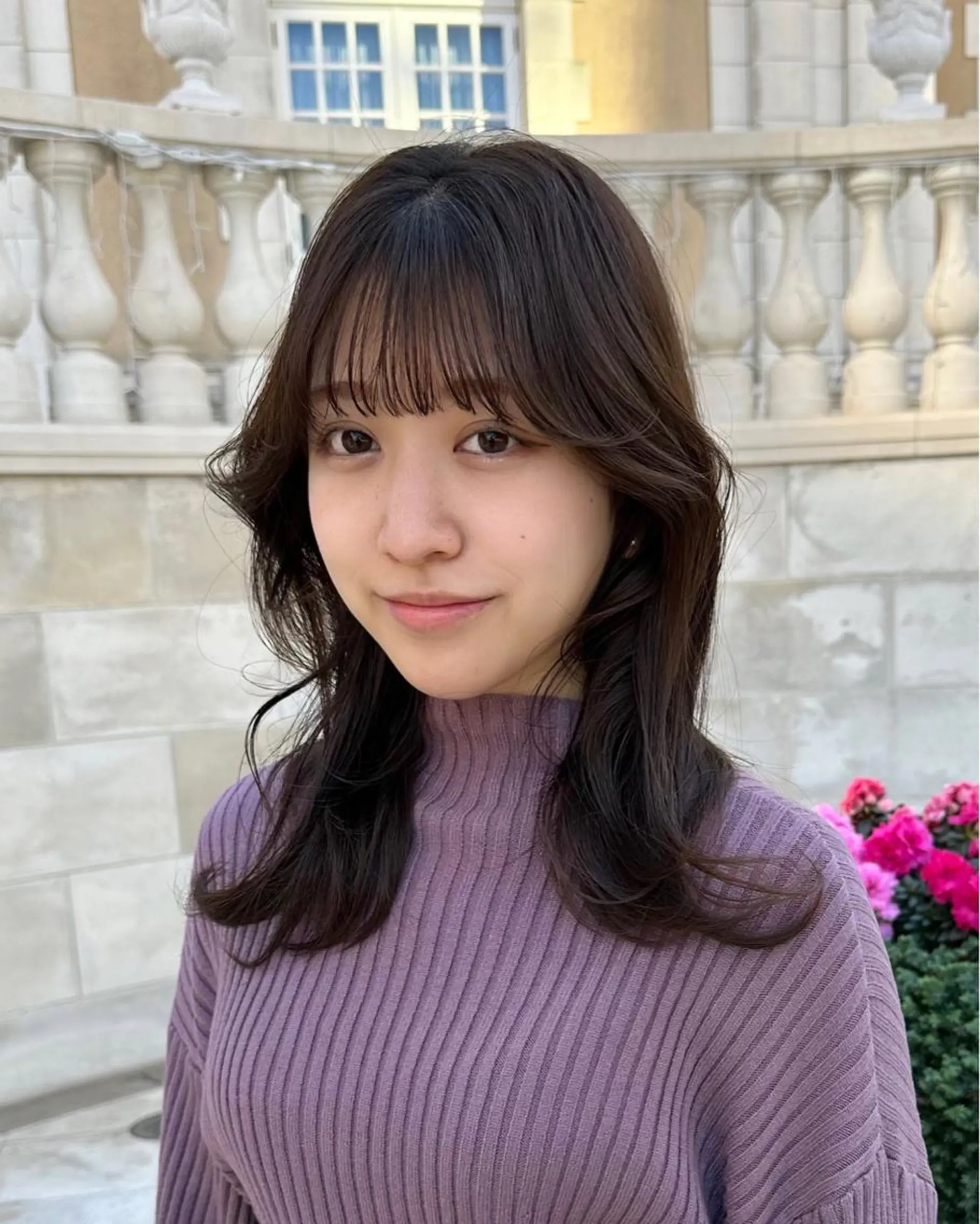 セミロング カラー 切りっぱなしボブ ショートボブ セミロングパーマ バレイヤージュ ベージュカラー カット ヘアカラー トリートメント フリーランス所属・韓国ヘア レイヤー くびれヘアMATSUのヘアスタイル