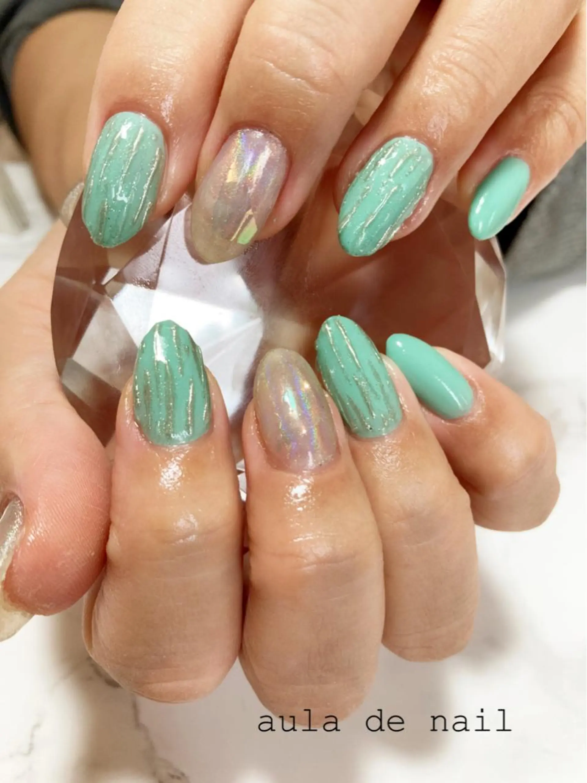 ネイル グリーン フットネイル auladenail アウラデネイルのネイルデザイン