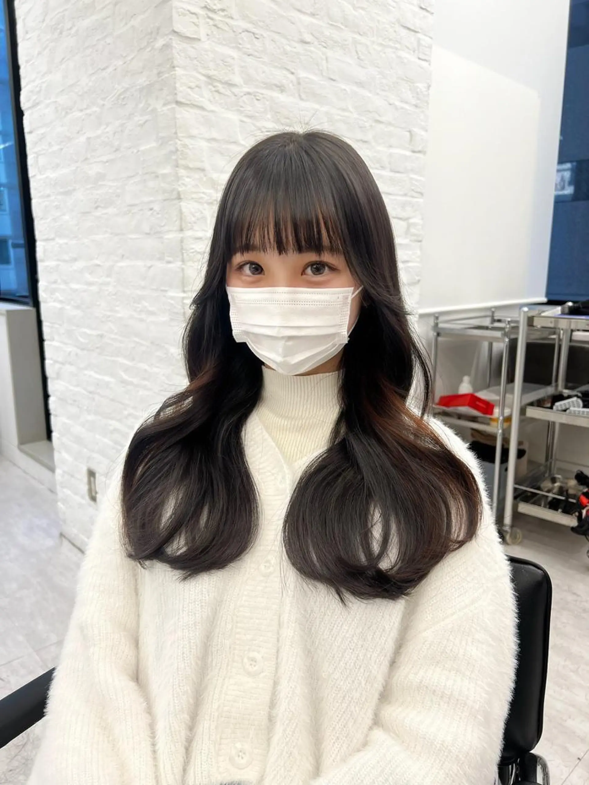 ロング カット ヘアカラー トリートメント 韓国ヘア♡ 顔まわりカットayaのヘアスタイル