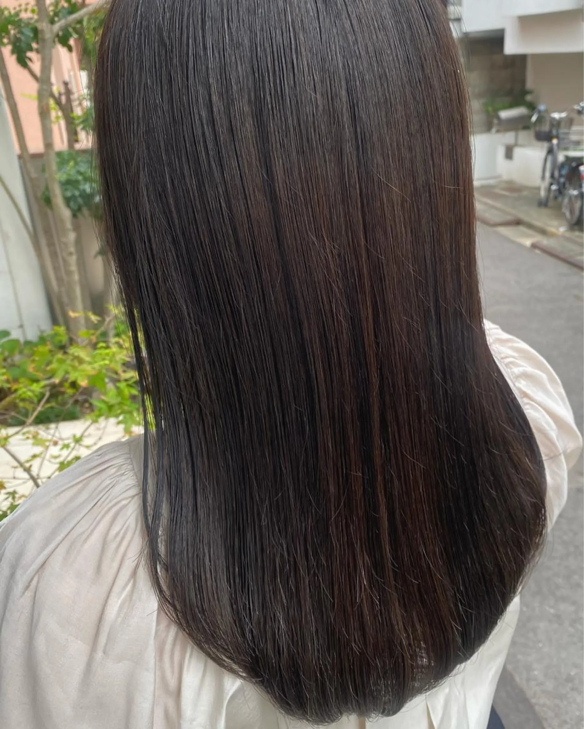 セミロング カラー ダークグレー ダークグレージュ グレージュ ヘアカラー グレージュ/レイヤー /韓国ヘア/RISAのヘアスタイル