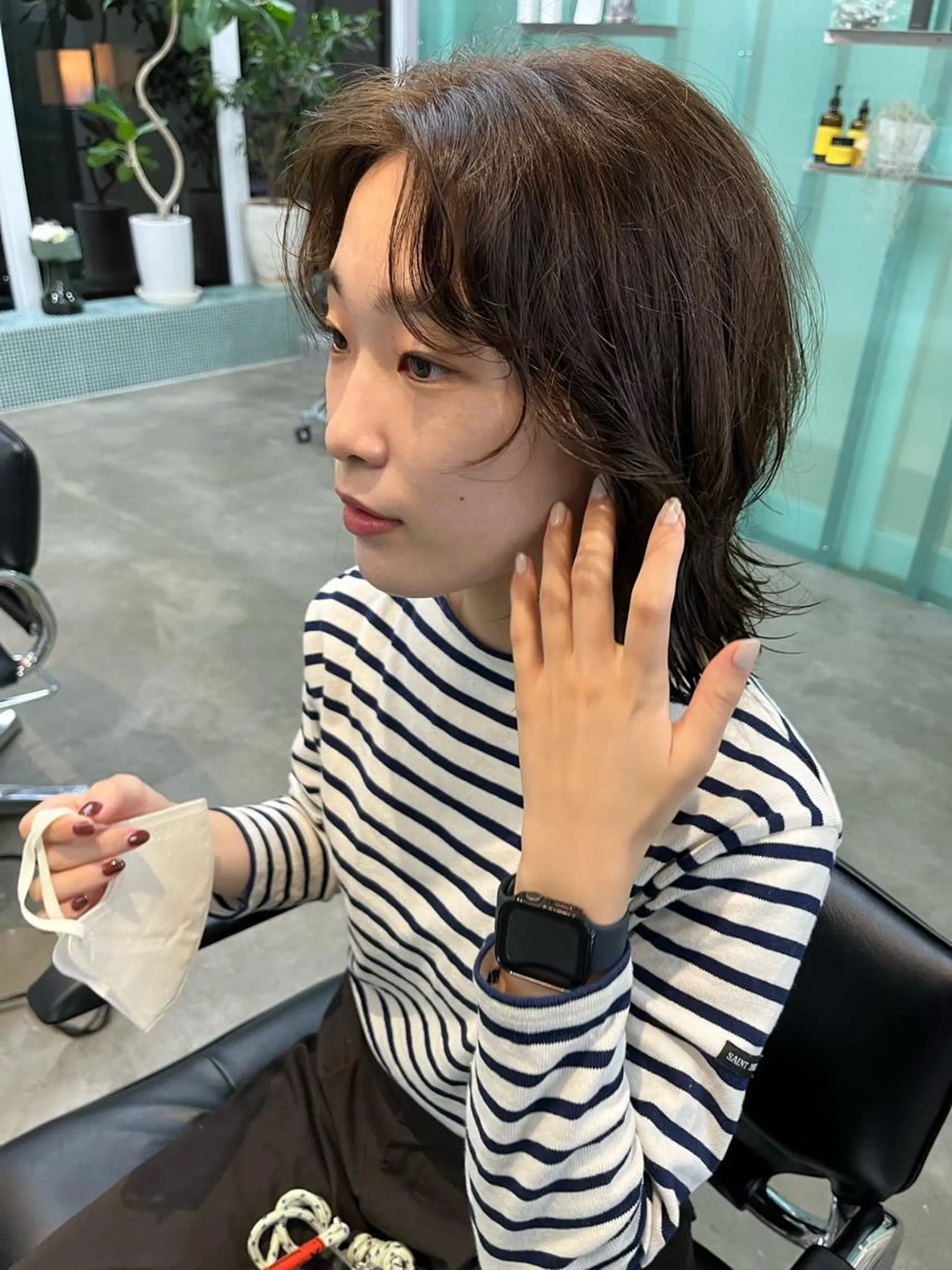 ミディアム パーマ カット ヘアカラー パーマ 堀江/心斎橋/西大橋 四ツ橋【Vers】のヘアスタイル