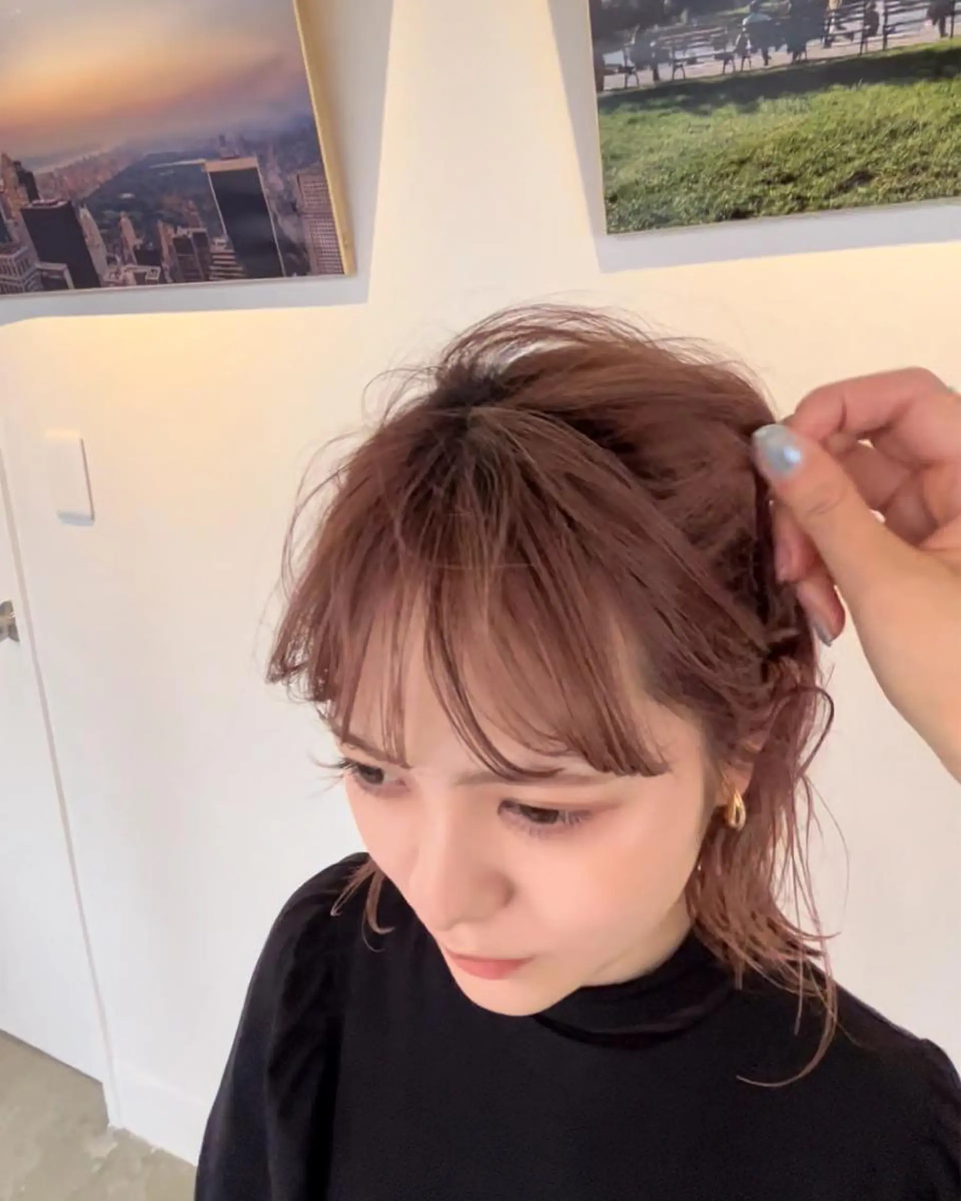 ミディアム カラー ピンクカラー robe 田中 実友のヘアスタイル