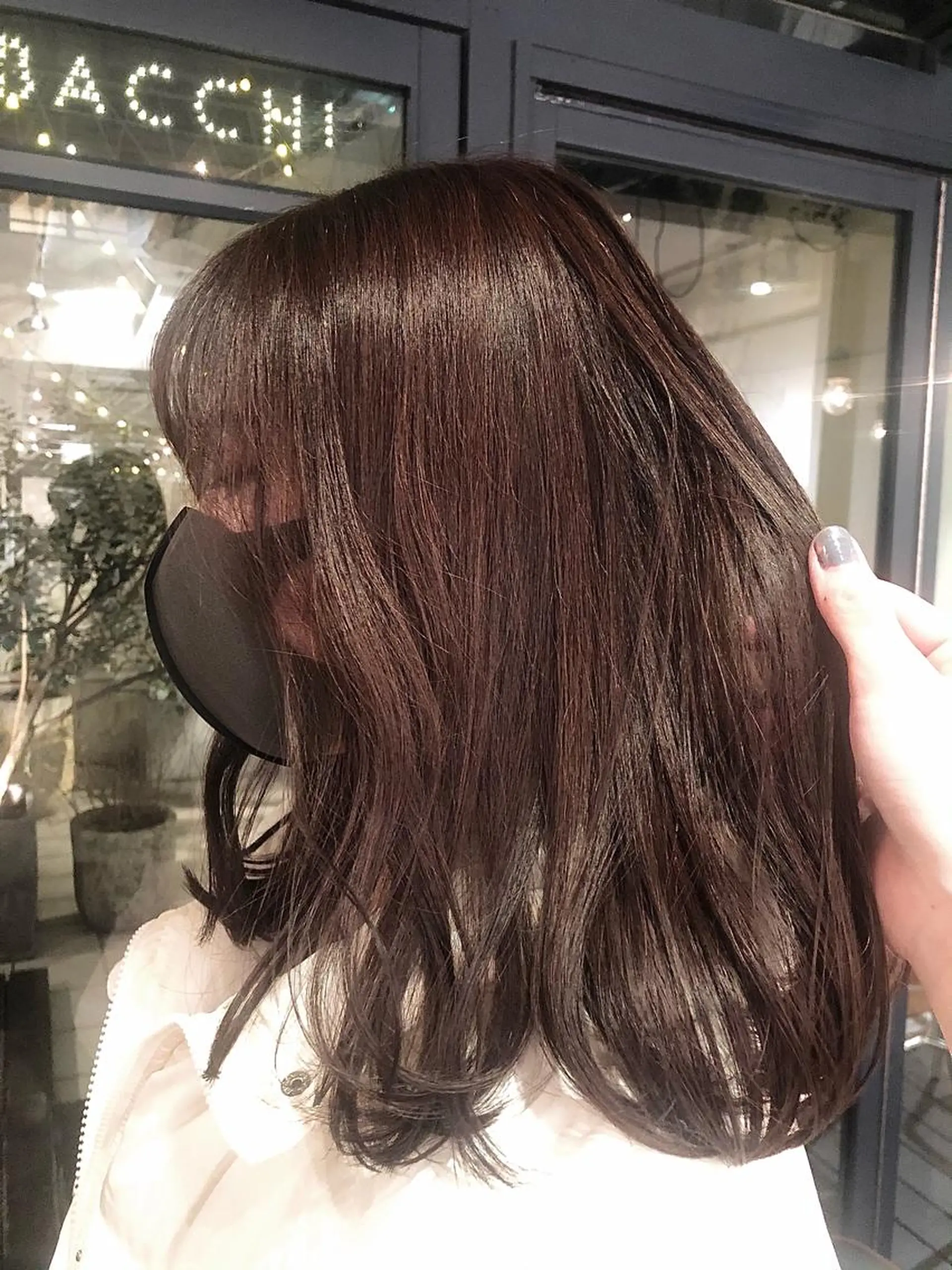 セミロング カラー ヘアアレンジ 抜け感ボブ×パーマ ｜kazaneのヘアスタイル