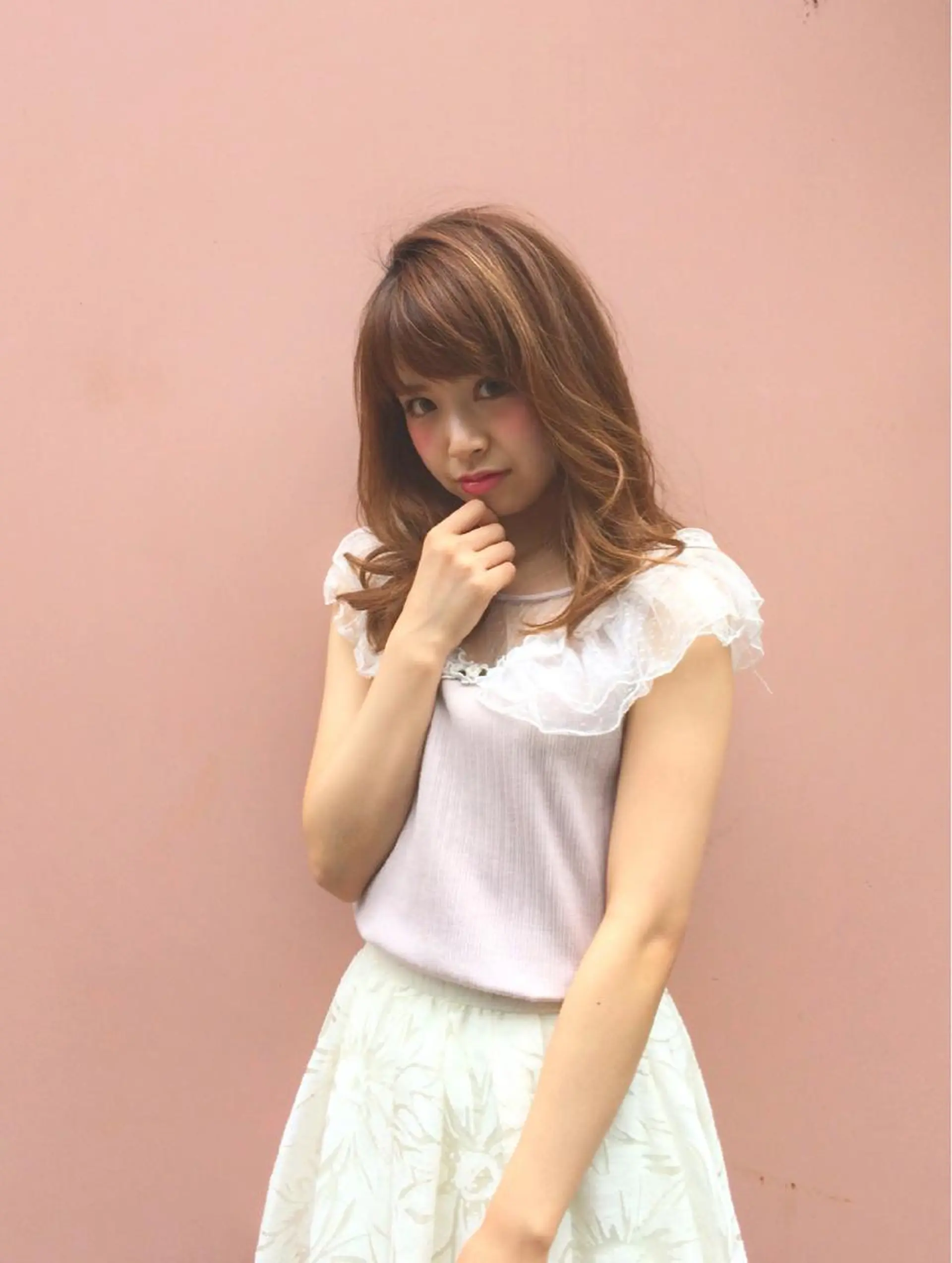 ミディアム セミロング ロング カラー パーマ 内藤 達也のヘアスタイル