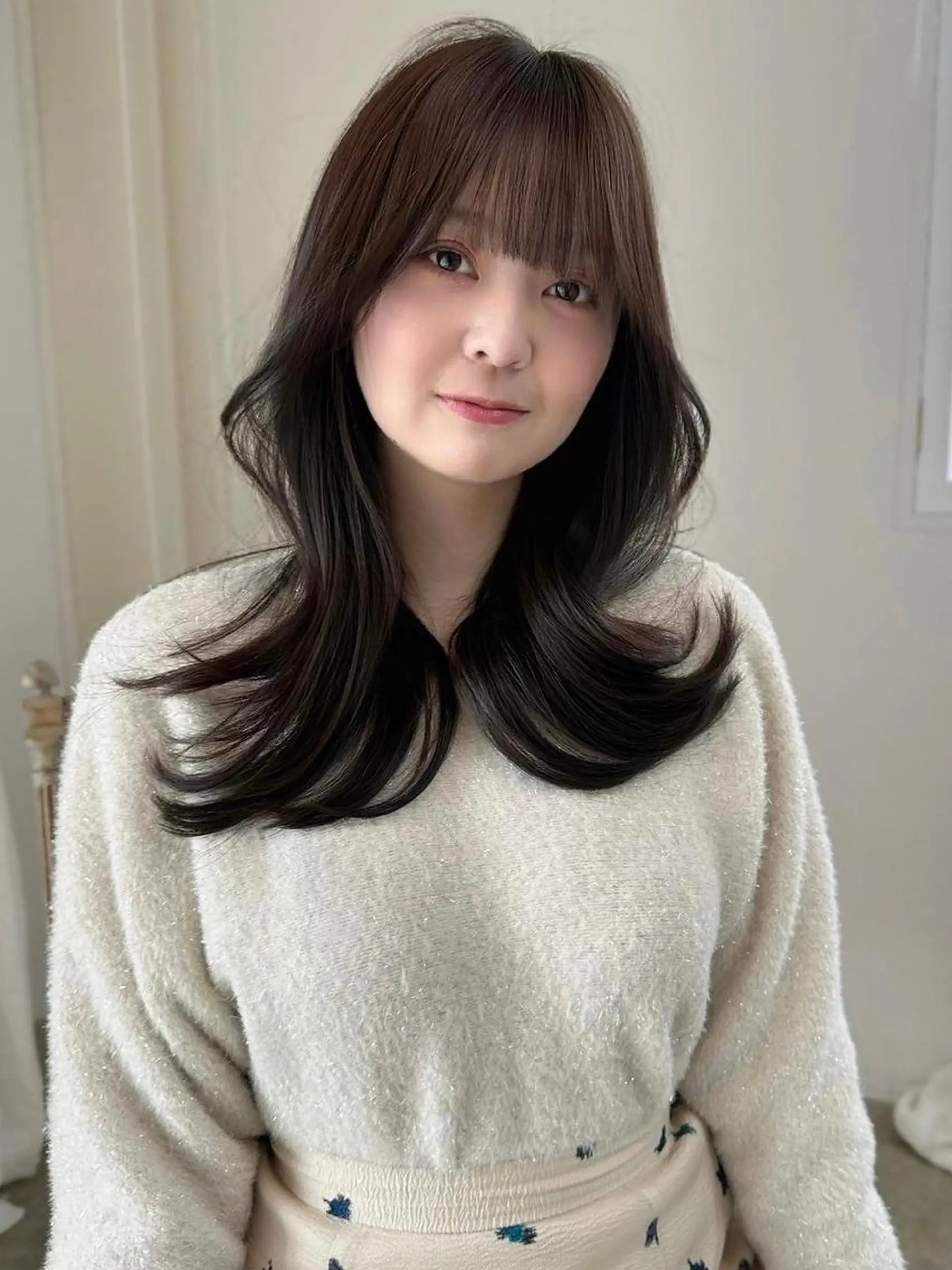 ミディアム カット ヘアカラー トリートメント ✨縮毛矯正/韓国 レイヤー/源✨のヘアスタイル