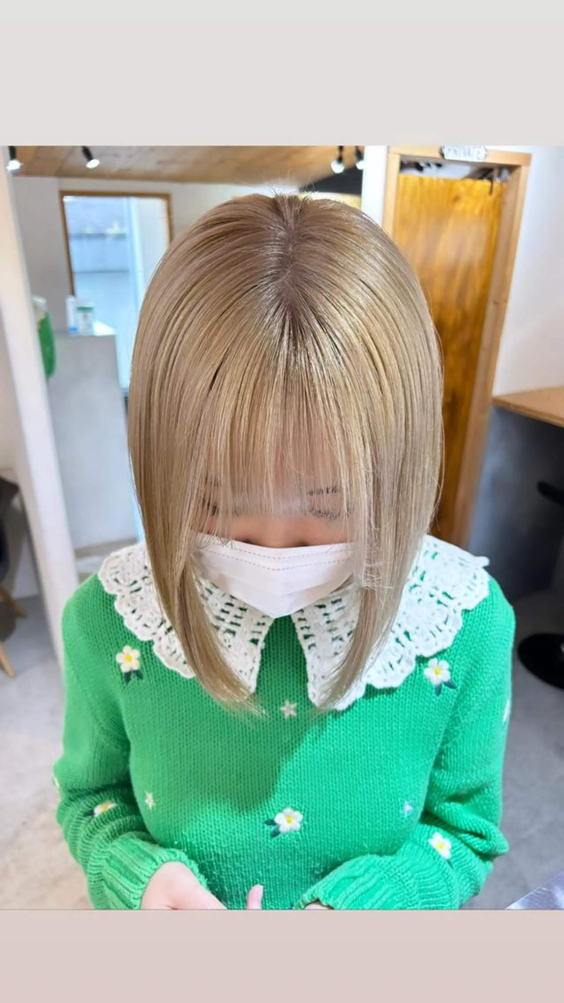 ミディアム カラー ベージュカラー ブロンド ブロンドベージュ カット ヘアカラー トリートメント 🧸艶々韓国ヘア 🧁mizunaのヘアスタイル