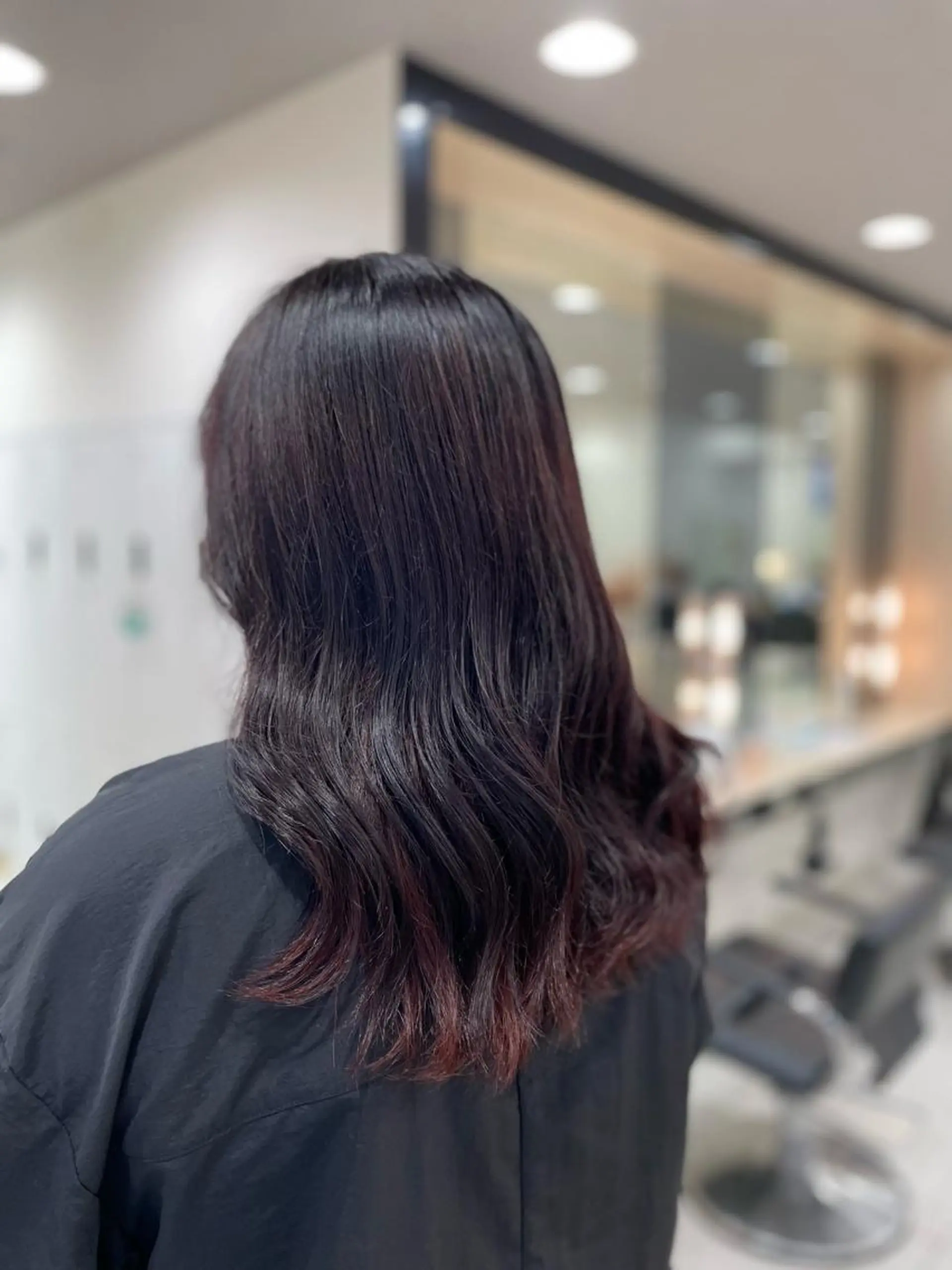 ロング カラー パーマ レッドカラー クロスパーマ/うる艶 カラー/Kurumiのヘアスタイル