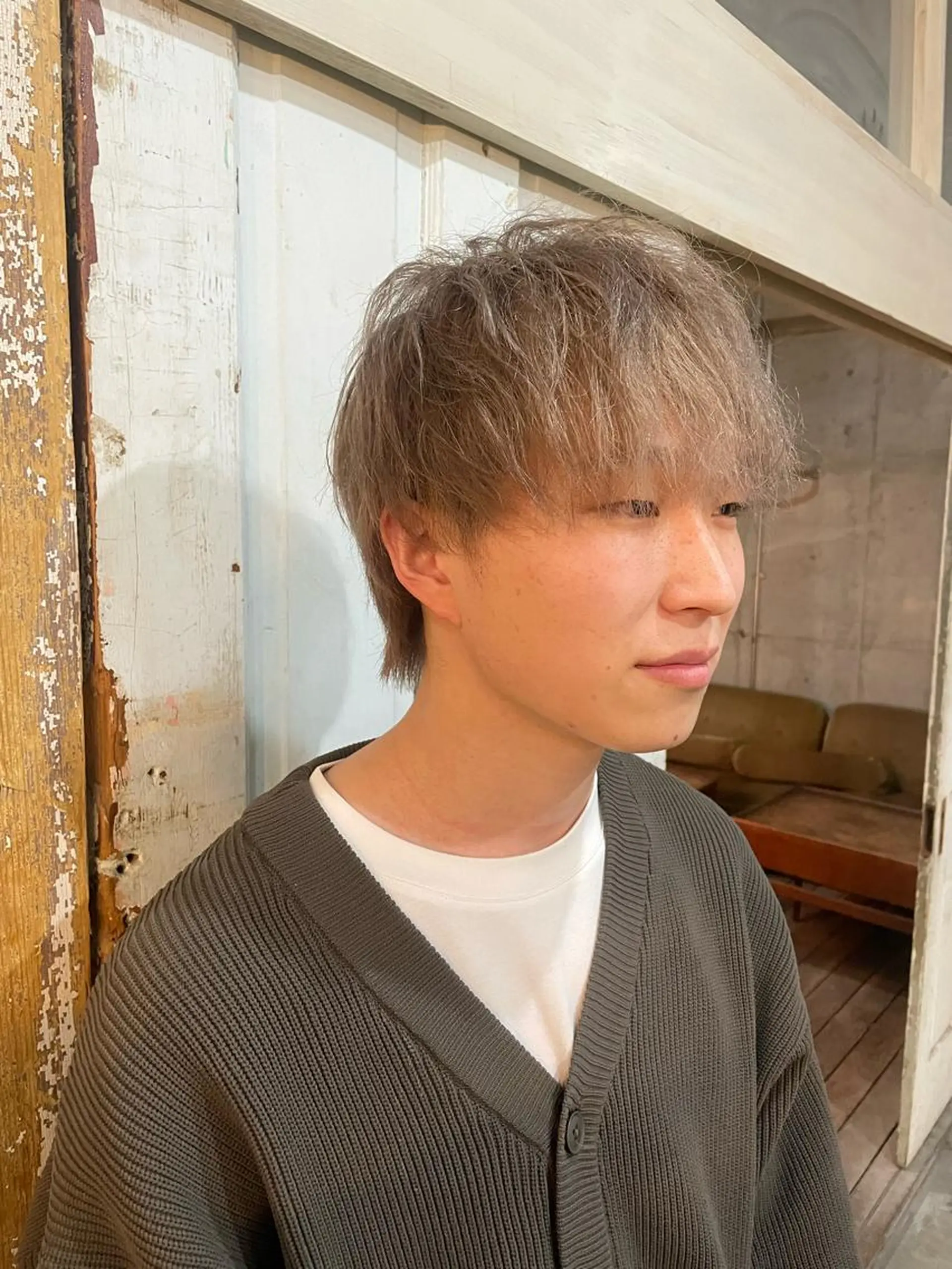 ショート メンズ ショートボブ メンズバレイヤージュ メンズブリーチ ダウンパーマ メンズハイライト 南堀江メンズ ▫️SOSHI▫️のヘアスタイル