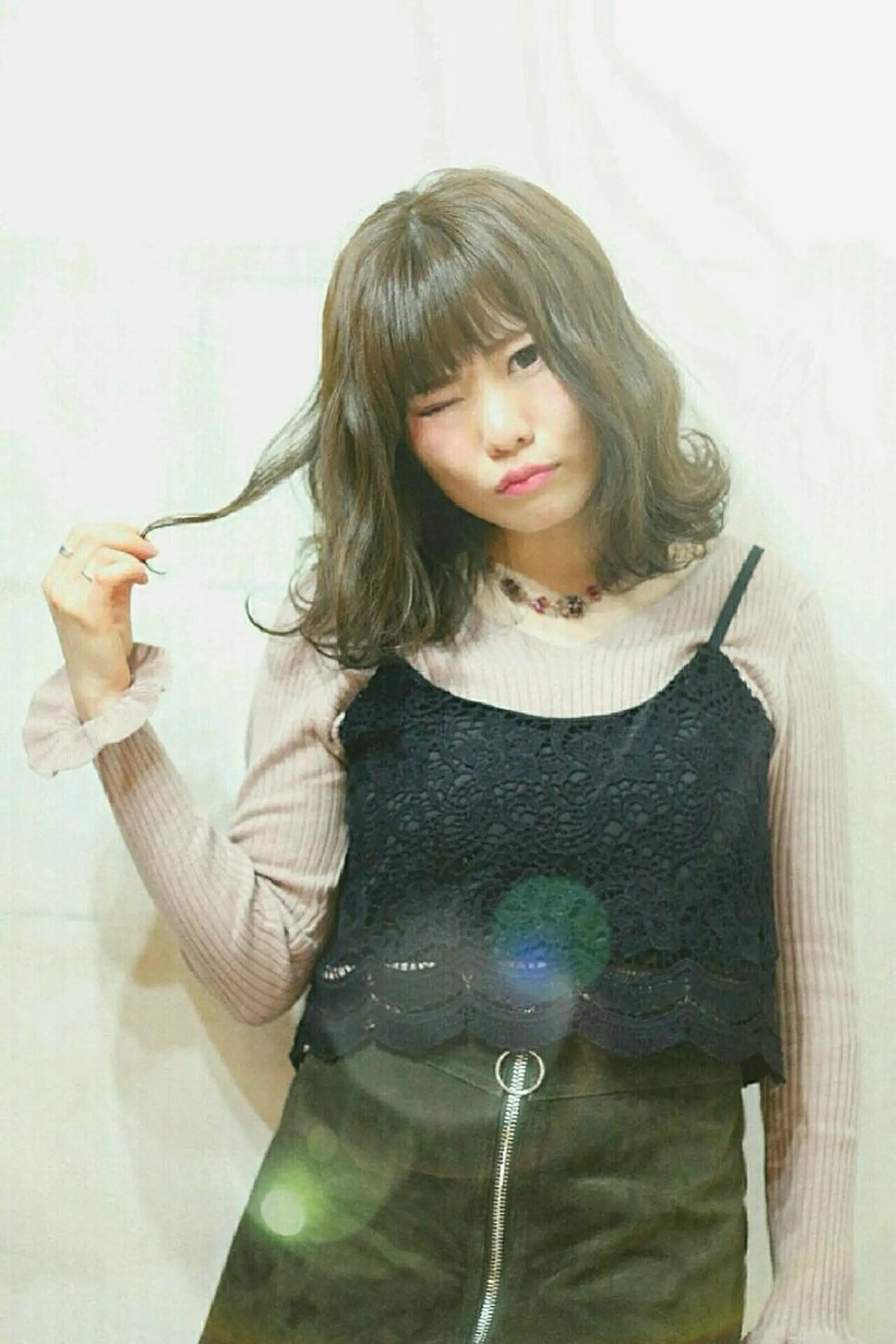 ミディアム カラー ボブ 外ハネヘア 原木 康臣のヘアスタイル