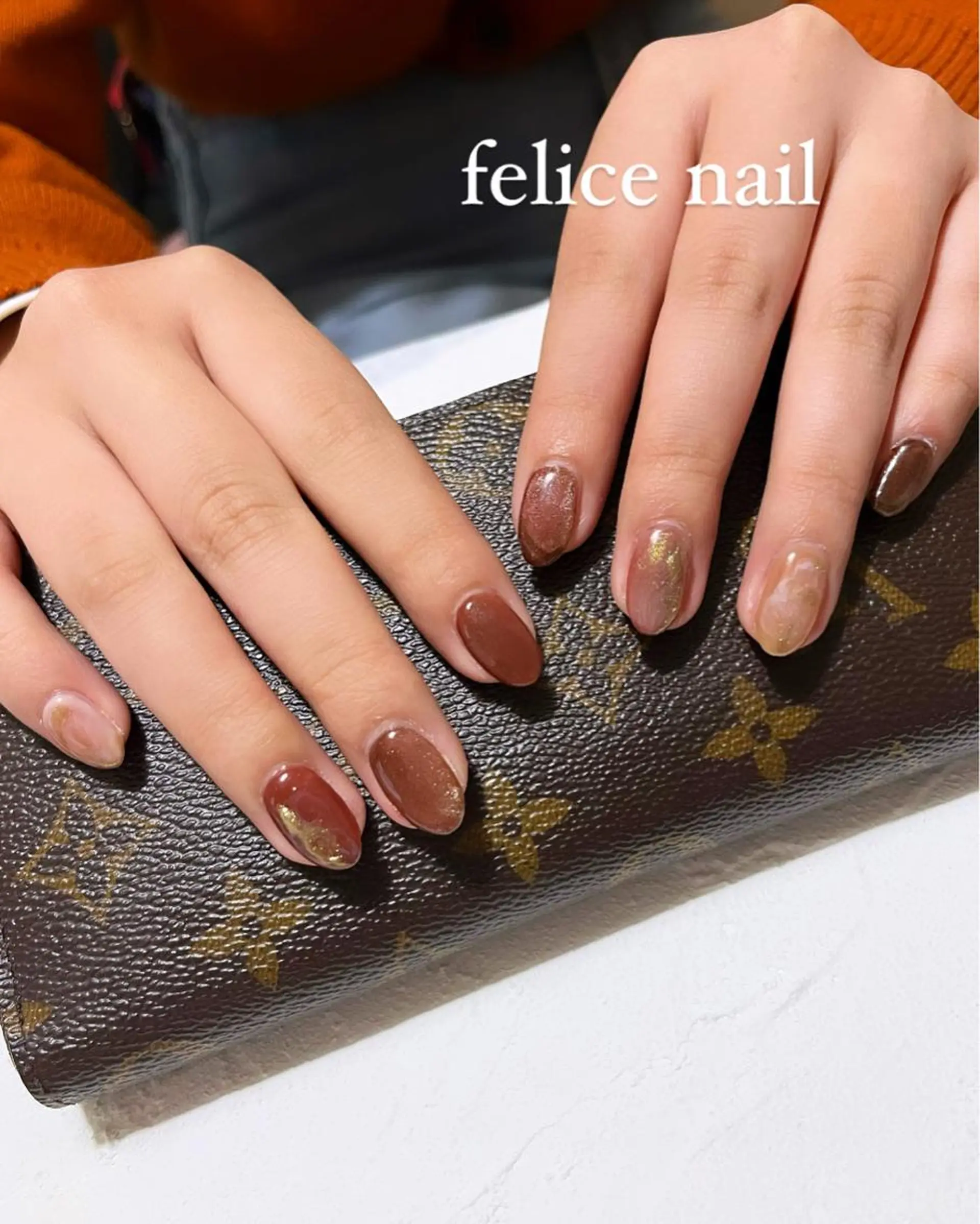 ネイル ボルドー マグネットネイル ミラーネイル ニュアンスネイル felice nailのネイルデザイン