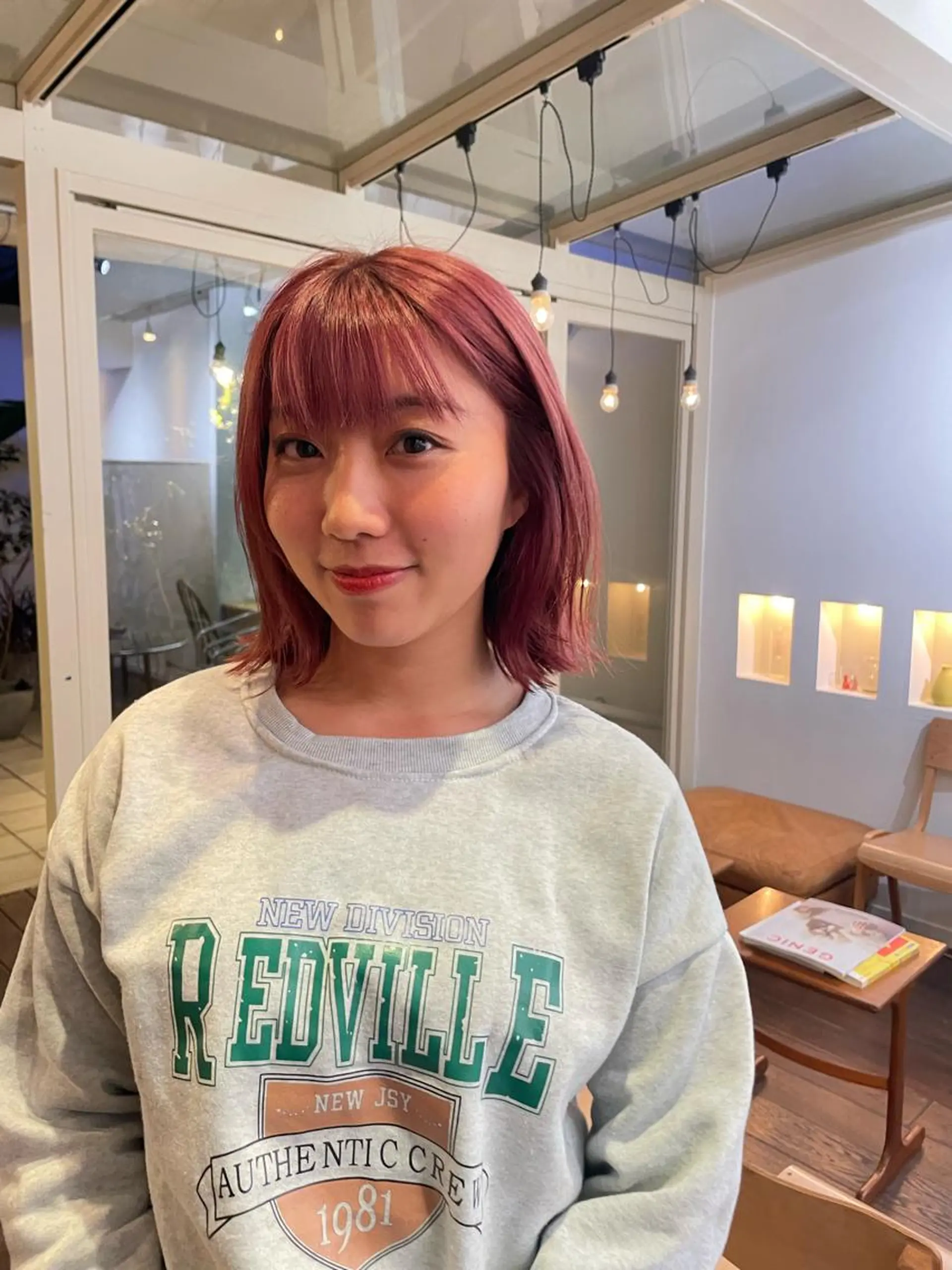 ミディアム カラー 抜け感ボブ×パーマ ｜kazaneのヘアスタイル