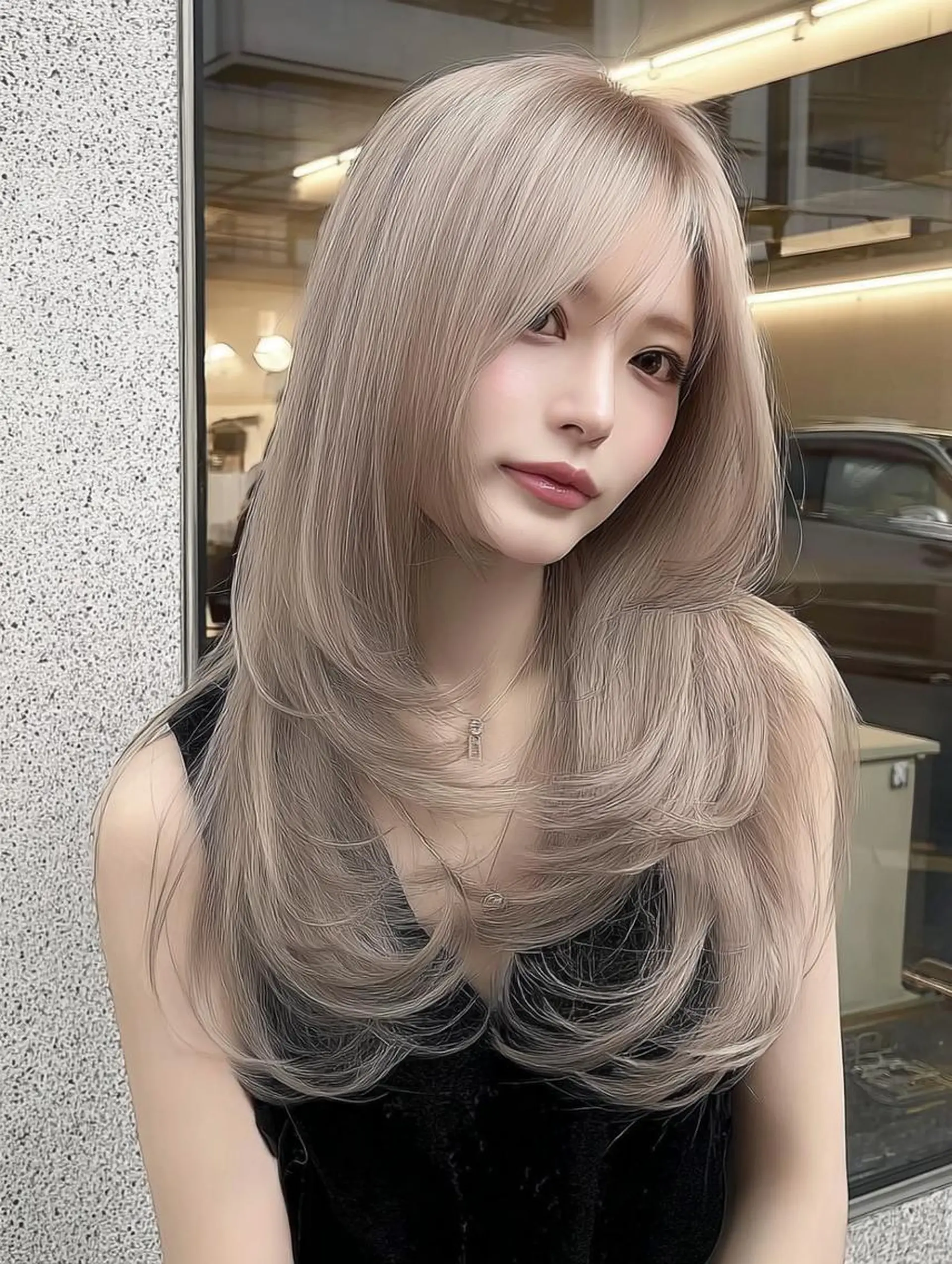 セミロング ボブ 髪質改善 韓国風ヘア レイヤーカット 縮毛矯正 カット ヘアカラー ハイトーン/ブリーチ /reitのヘアスタイル
