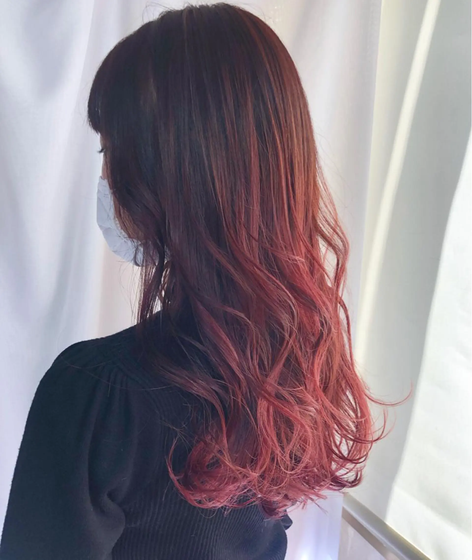 セミロング カラー ブリーチ グラデーションカラー レッドカラー kazuki iconのヘアスタイル