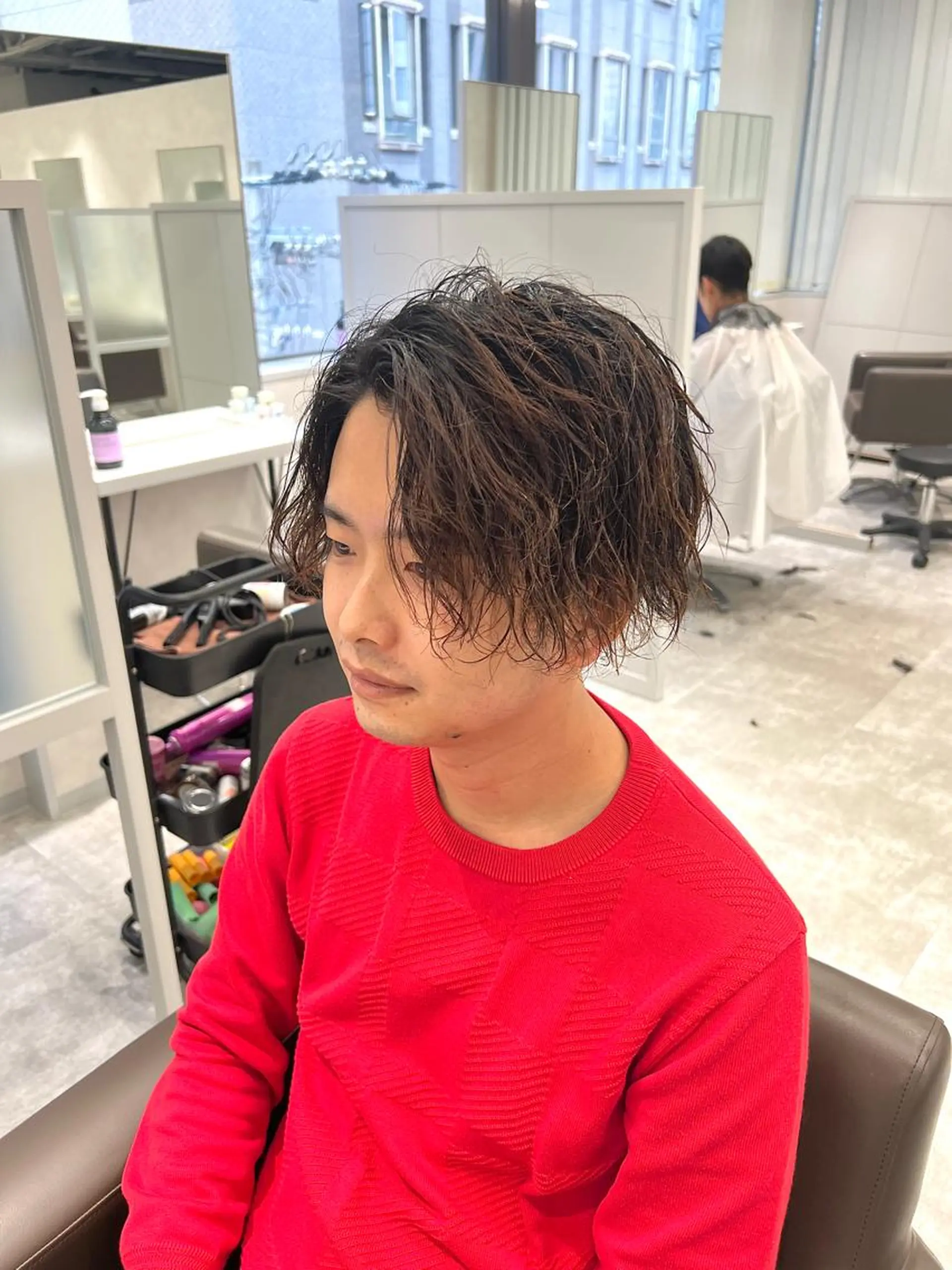 ショート カラー パーマ メンズ 関西センターパート メンズモデル募集のヘアスタイル