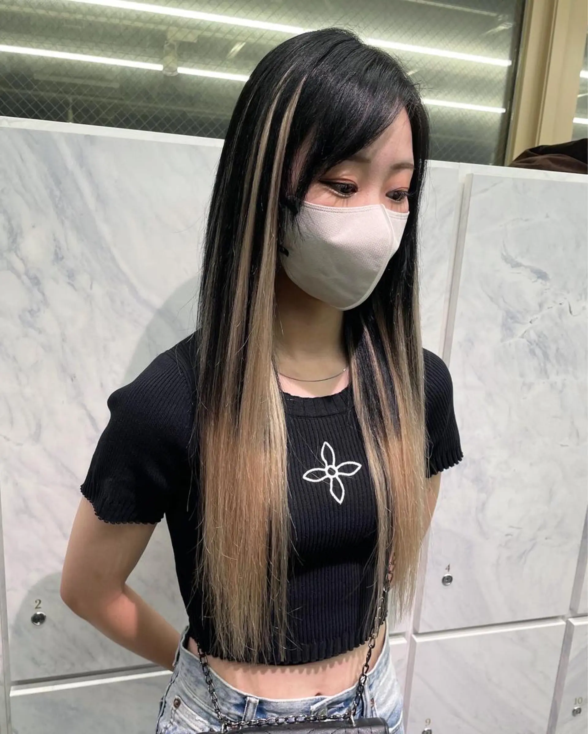 ロング カラー ヘアアレンジ プルエクステ 黒髪 デザインカラー ハイトーンカラー エクステ ヘアカラー エクステ 🎀プルエクステ みまひかる🎀のヘアスタイル