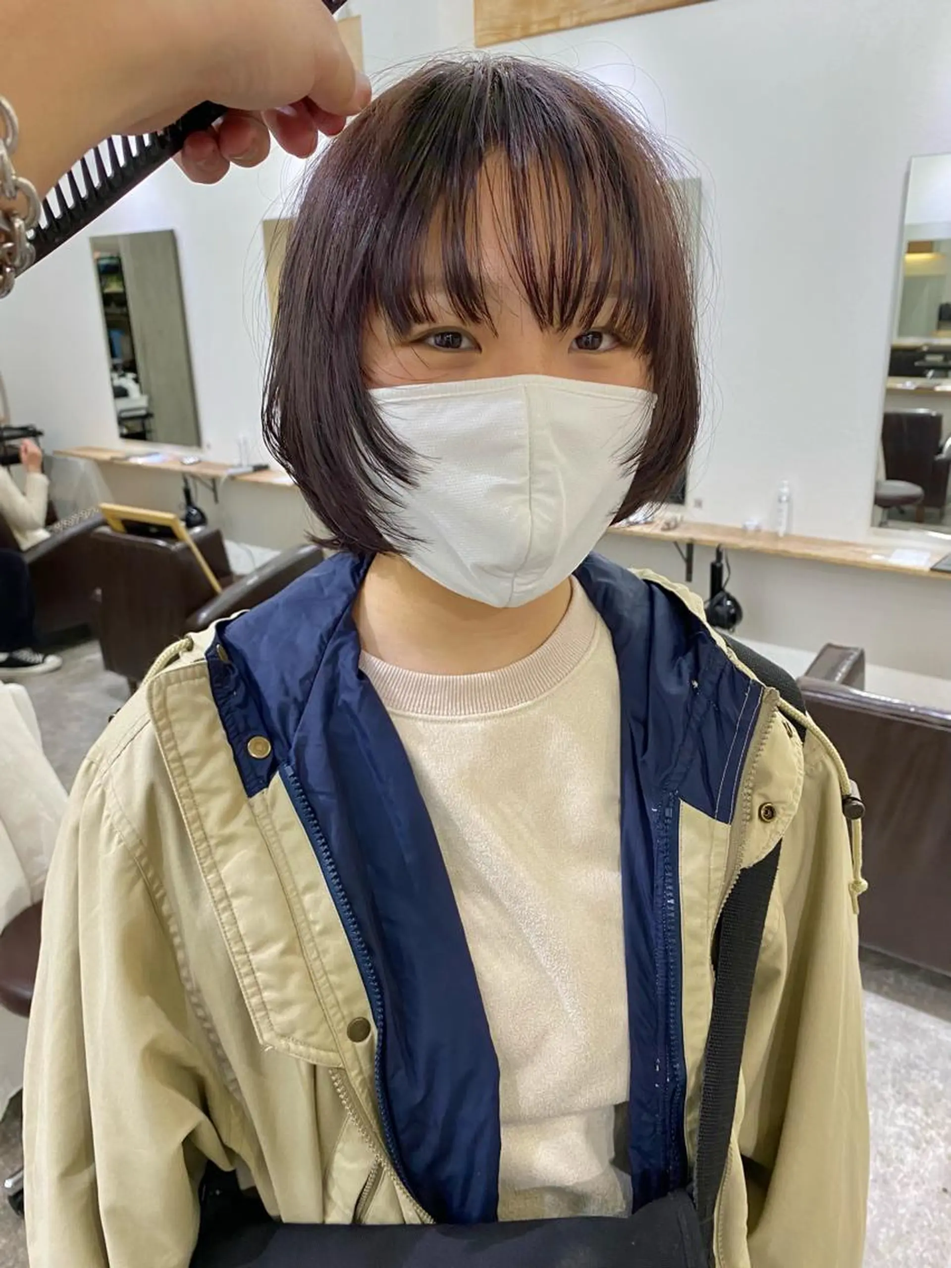 ショート カラー 顔まわりレイヤー レイヤーカット ウルフカット カット ヘアカラー 森貴裕/ベージュ/ パーマ/オリーブのヘアスタイル