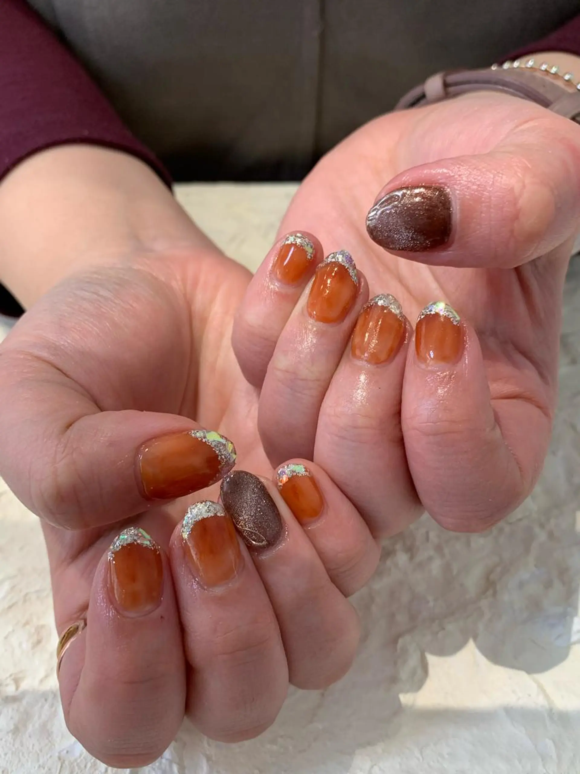 ネイル フレンチネイル ガラスフレンチ 持ち込み マキノ ユイのネイルデザイン