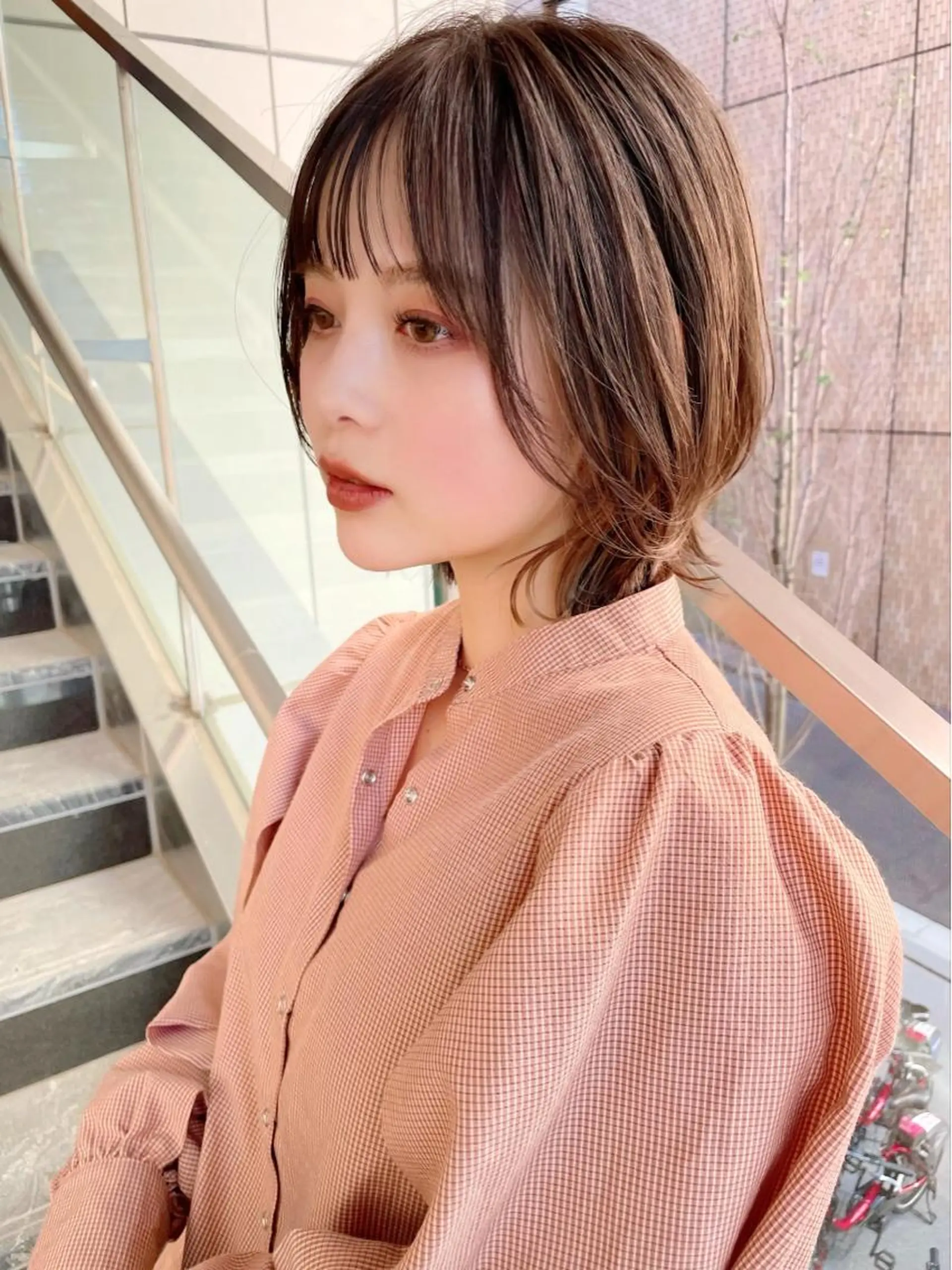 ミディアム カラー カット ヘアカラー トリートメント 結べるレイヤーボブ くびれLady表参道のヘアスタイル