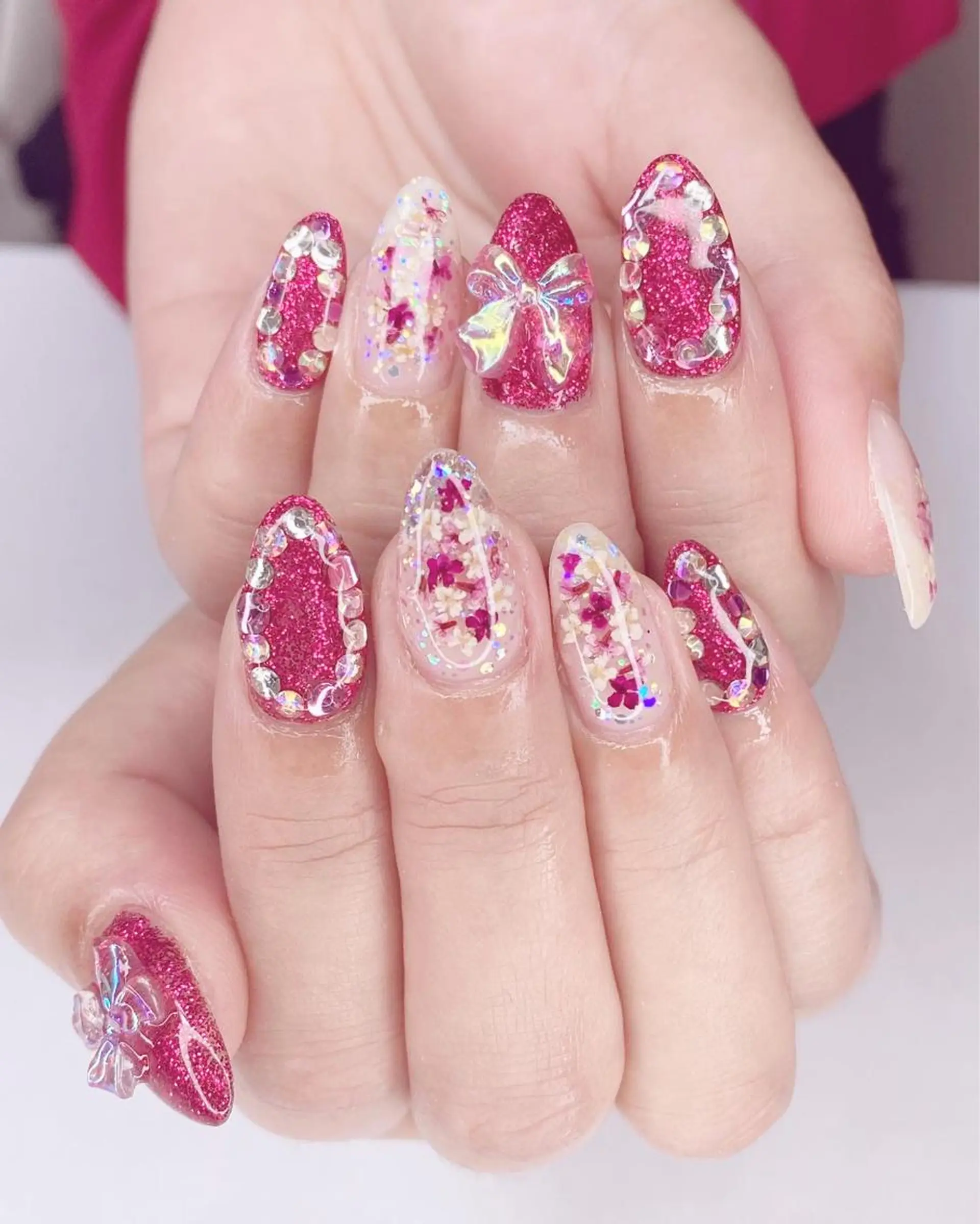 ネイル アートネイル オーロラネイル 桜ネイル クリアネイル フレンチネイル Nail Salon ertiのネイルデザイン