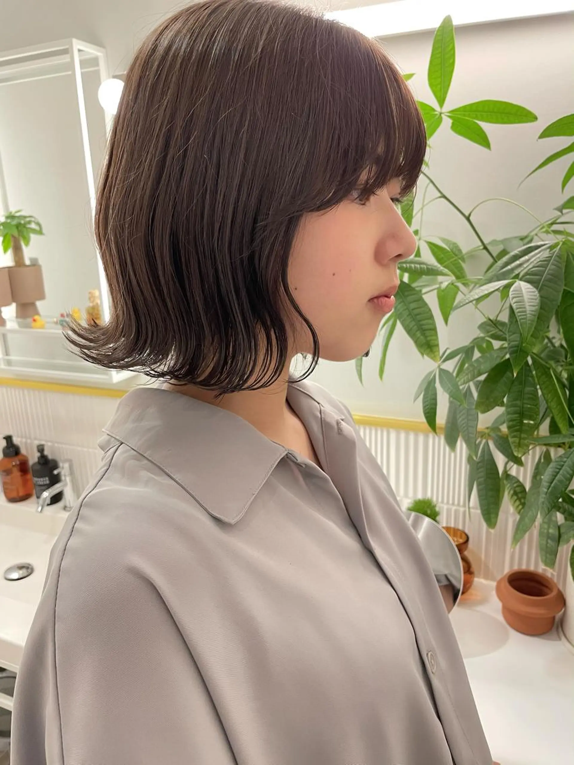 ミディアム カット ヘアカラー トリートメント 髪質改善will hairdesignのヘアスタイル