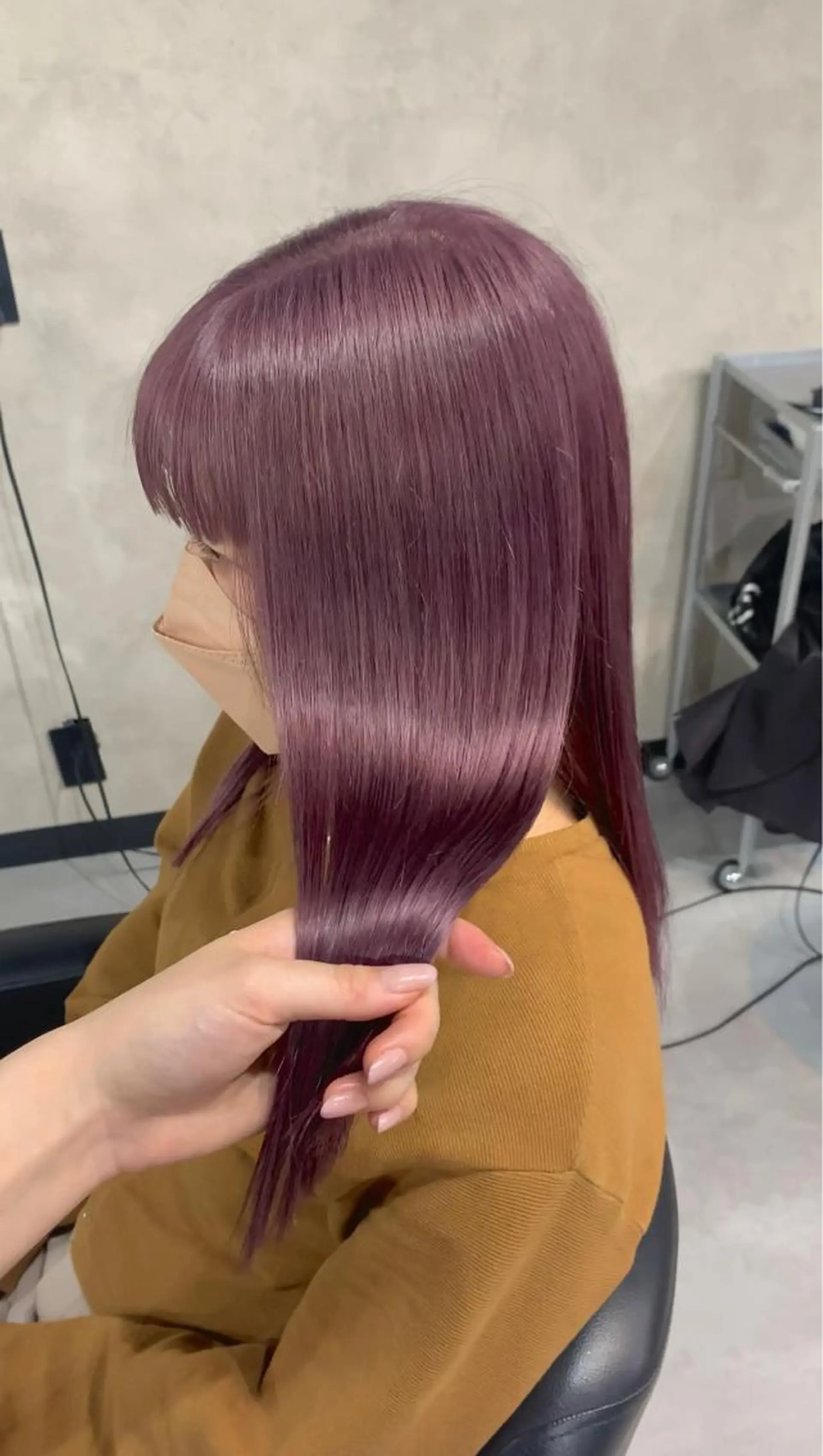 ロング カラー ピンクカラー ピンクパープル パープルカラー カット ヘアカラー トリートメント B E C H I C O〔べち子〕のヘアスタイル