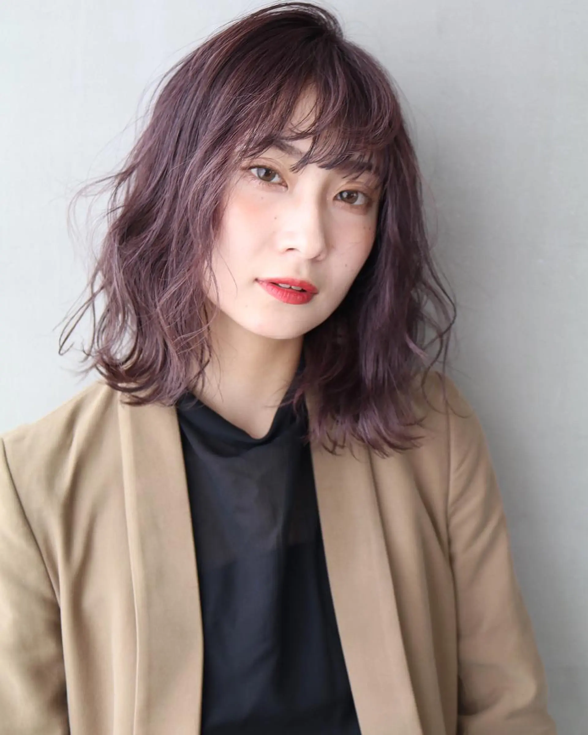 ミディアム カラー ブリーチ ラベンダーカラー ボブ ウルフレイヤーカット /チヒロのヘアスタイル