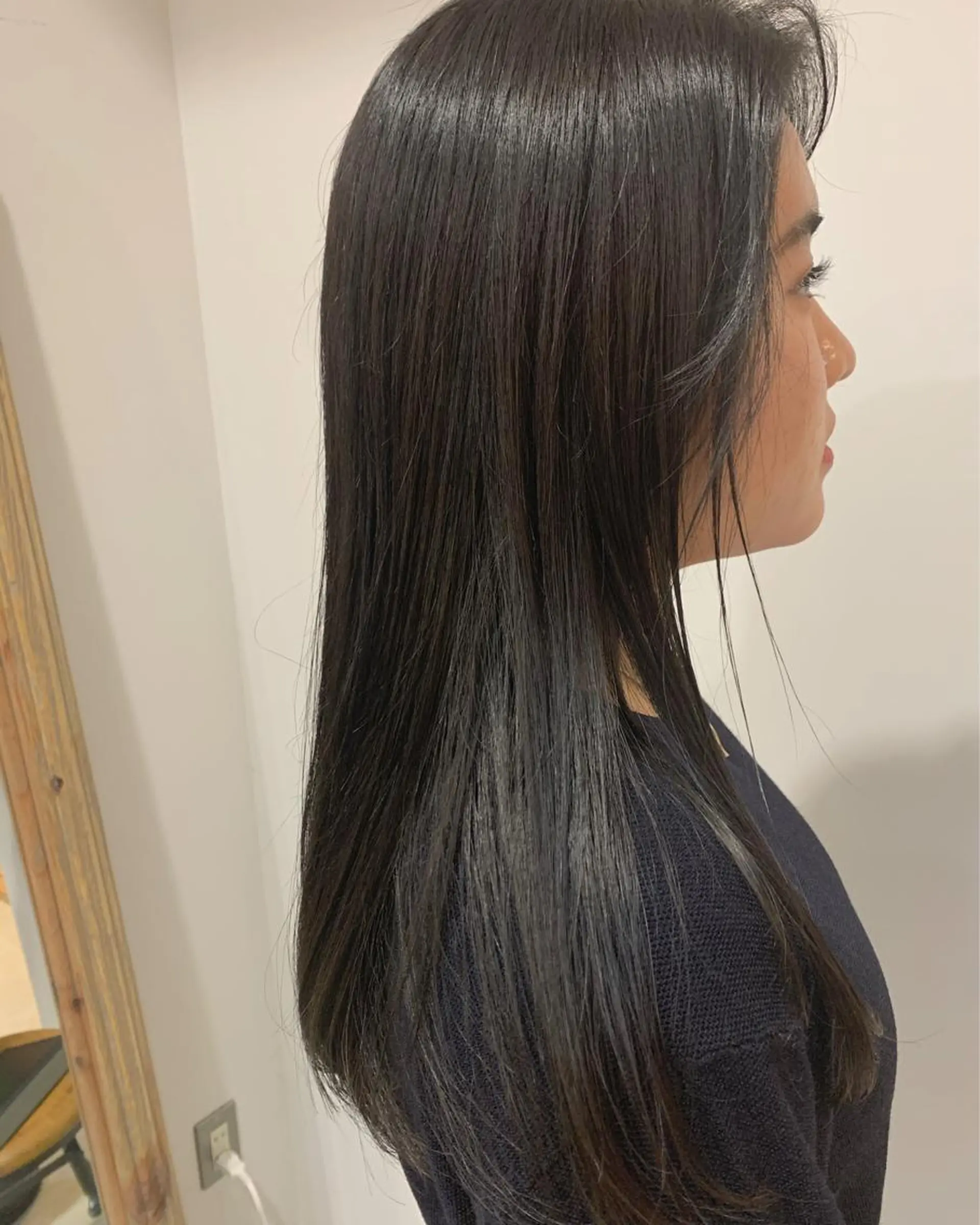 ロング カラー 黒髪 ブルーカラー ブルーブラック 名駅🦢大人艶カラー 🪽カミヤアカネのヘアスタイル