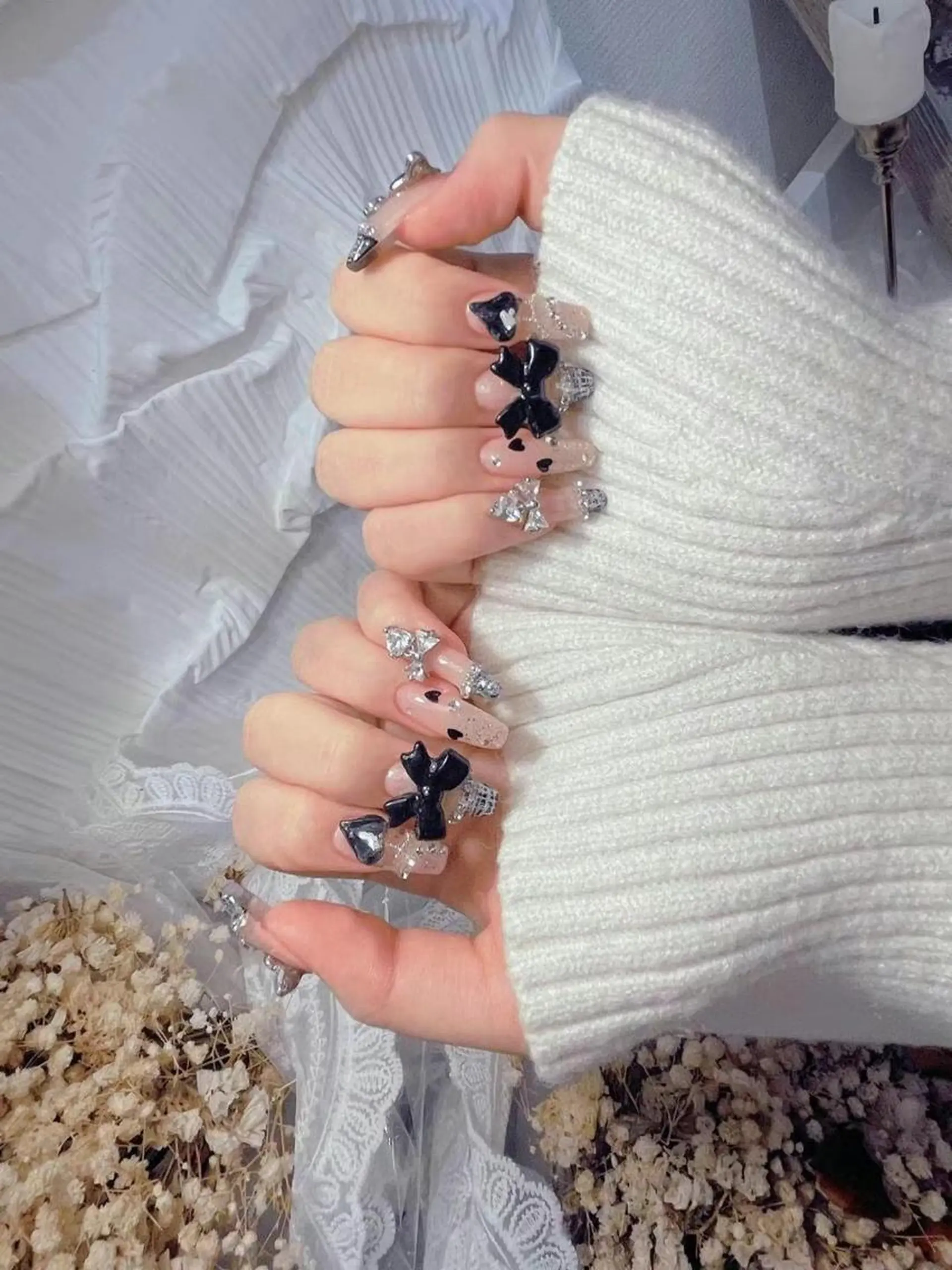 ネイル リボン ツイードネイル Babarla nailのネイルデザイン