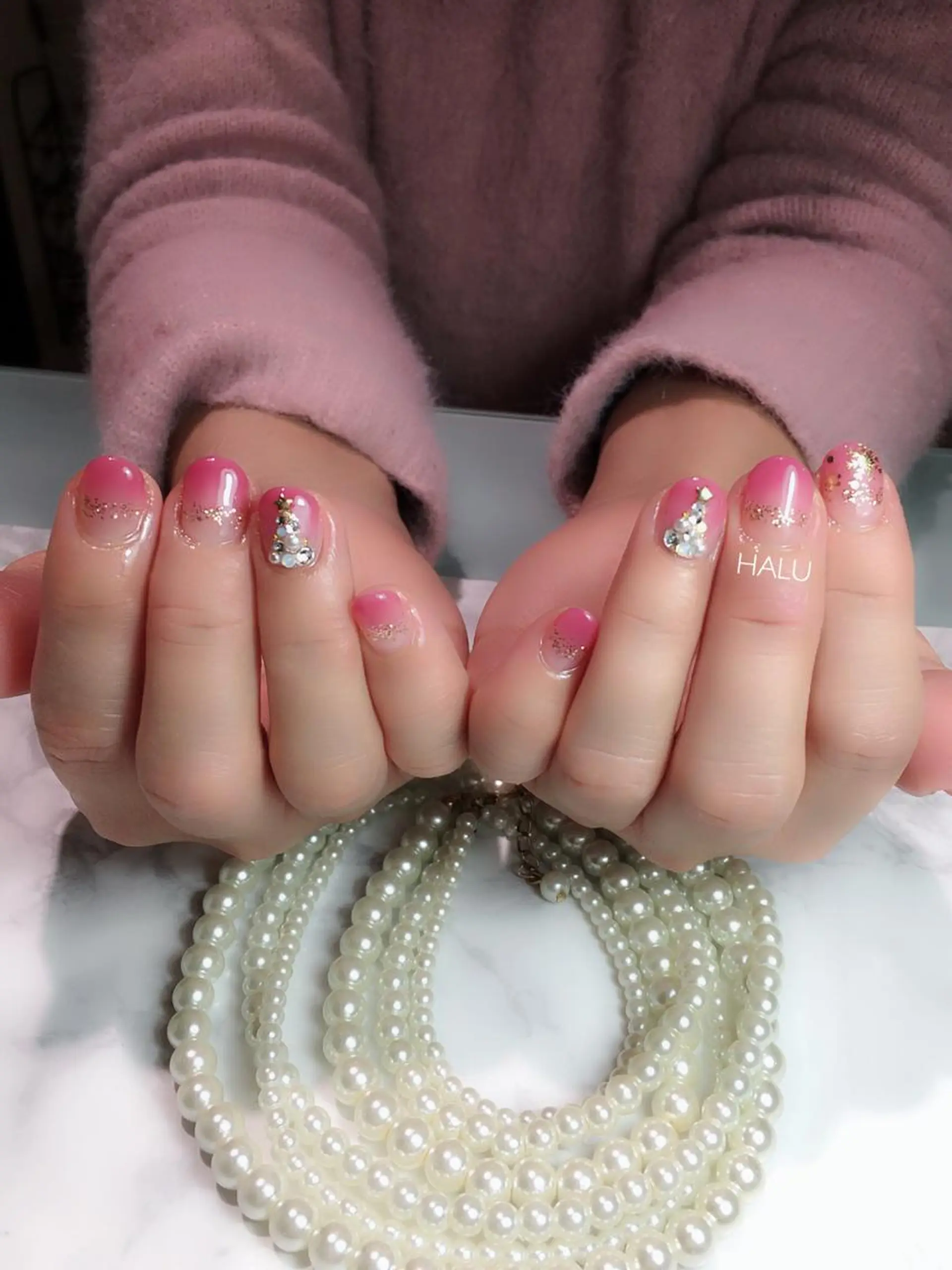 ネイル ゴールド ラメ(グリッター) HALU ハルのネイルデザイン