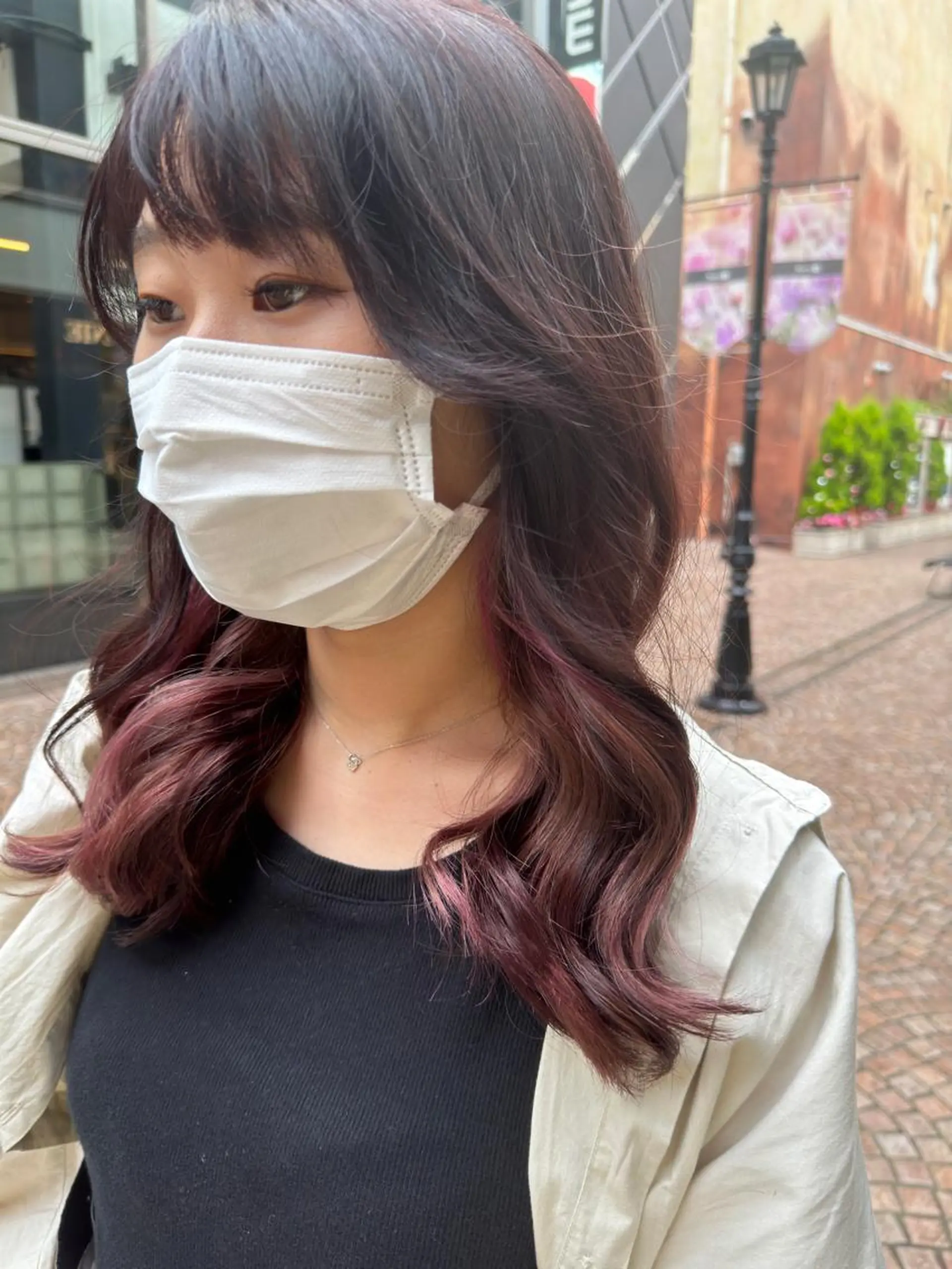 セミロング カラー ベージュカラー ピンクカラー ピンクベージュ レイヤー/グレージュ メンズパーマのヘアスタイル