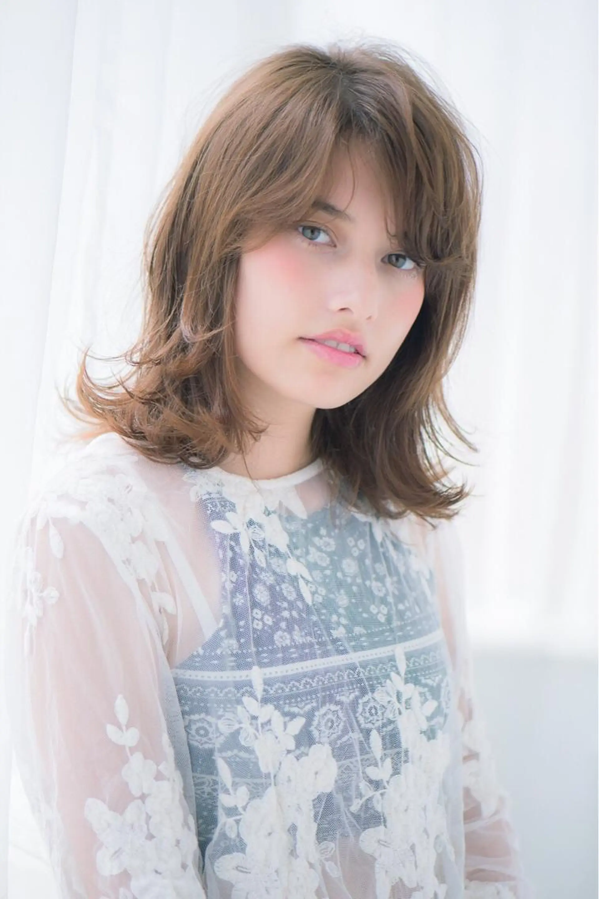 ミディアム パーマ カット パーマ 朝比奈 志保のヘアスタイル