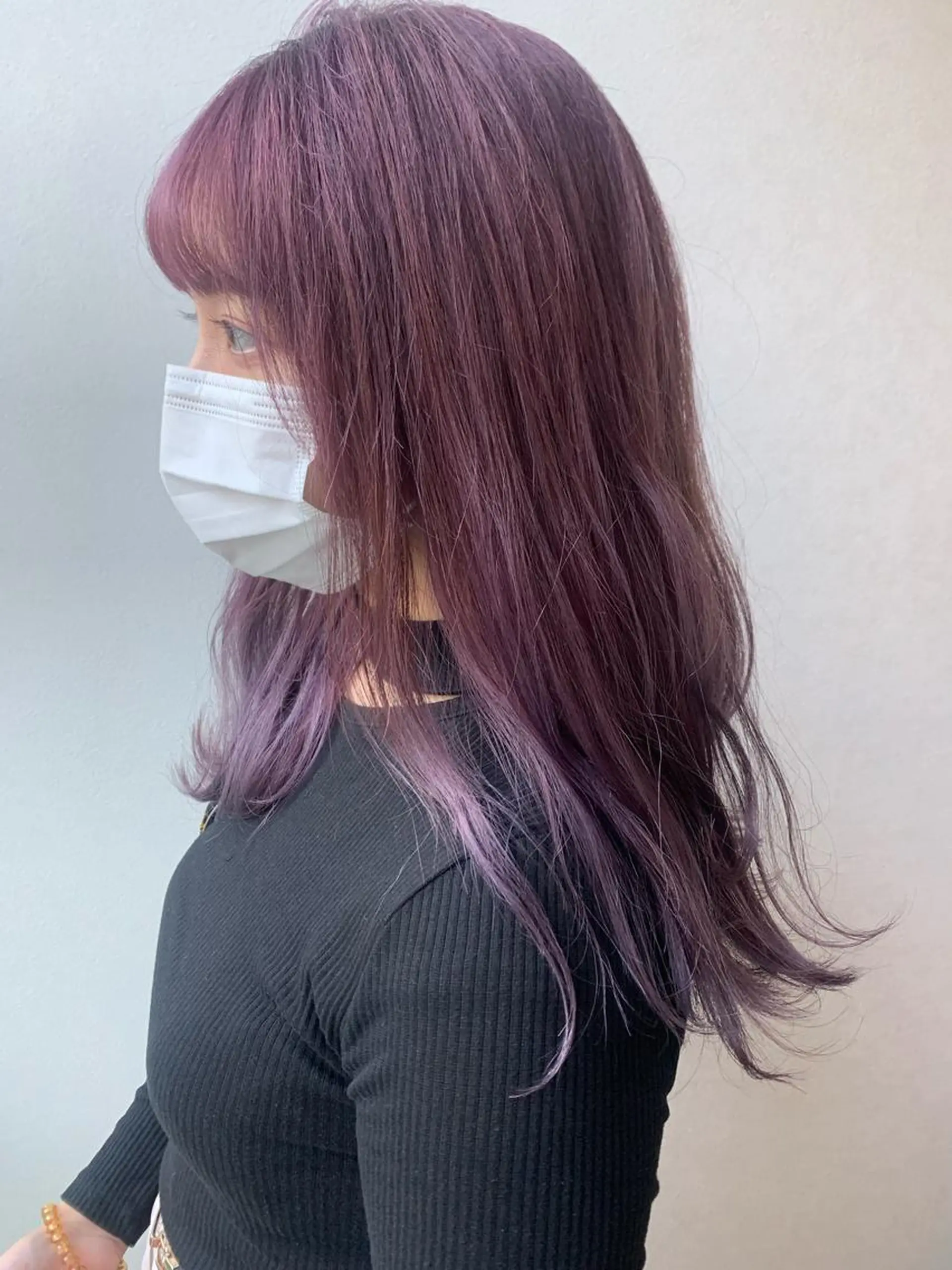 セミロング カラー ヘアアレンジ ピンクカラー バイオレットカラー ヘアカラー トリートメント 透明感♡︎♡︎ 佐々木早苗のヘアスタイル