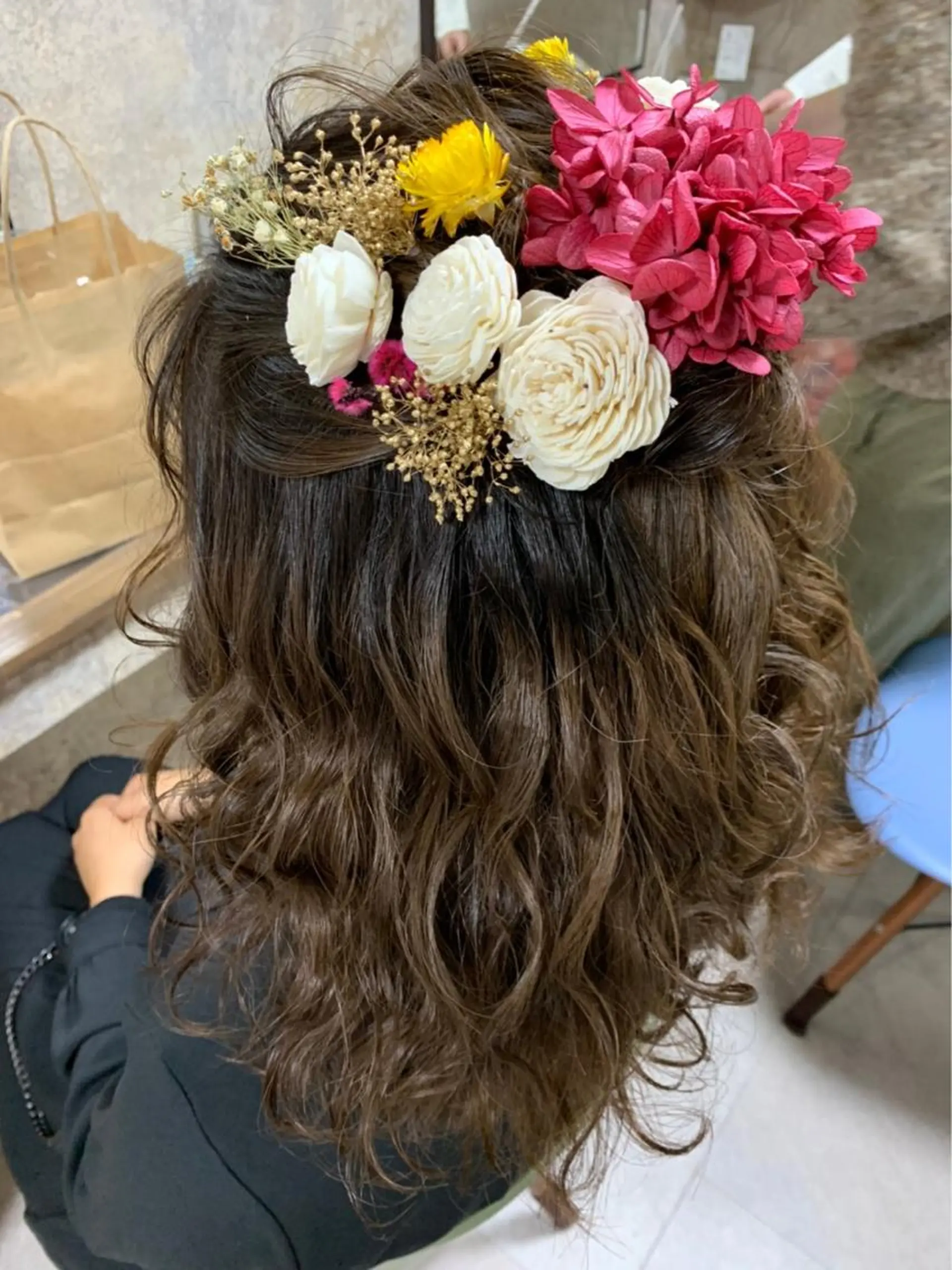 セミロング ヘアアレンジ ハーフアップ Achieve 三ノ宮のヘアスタイル