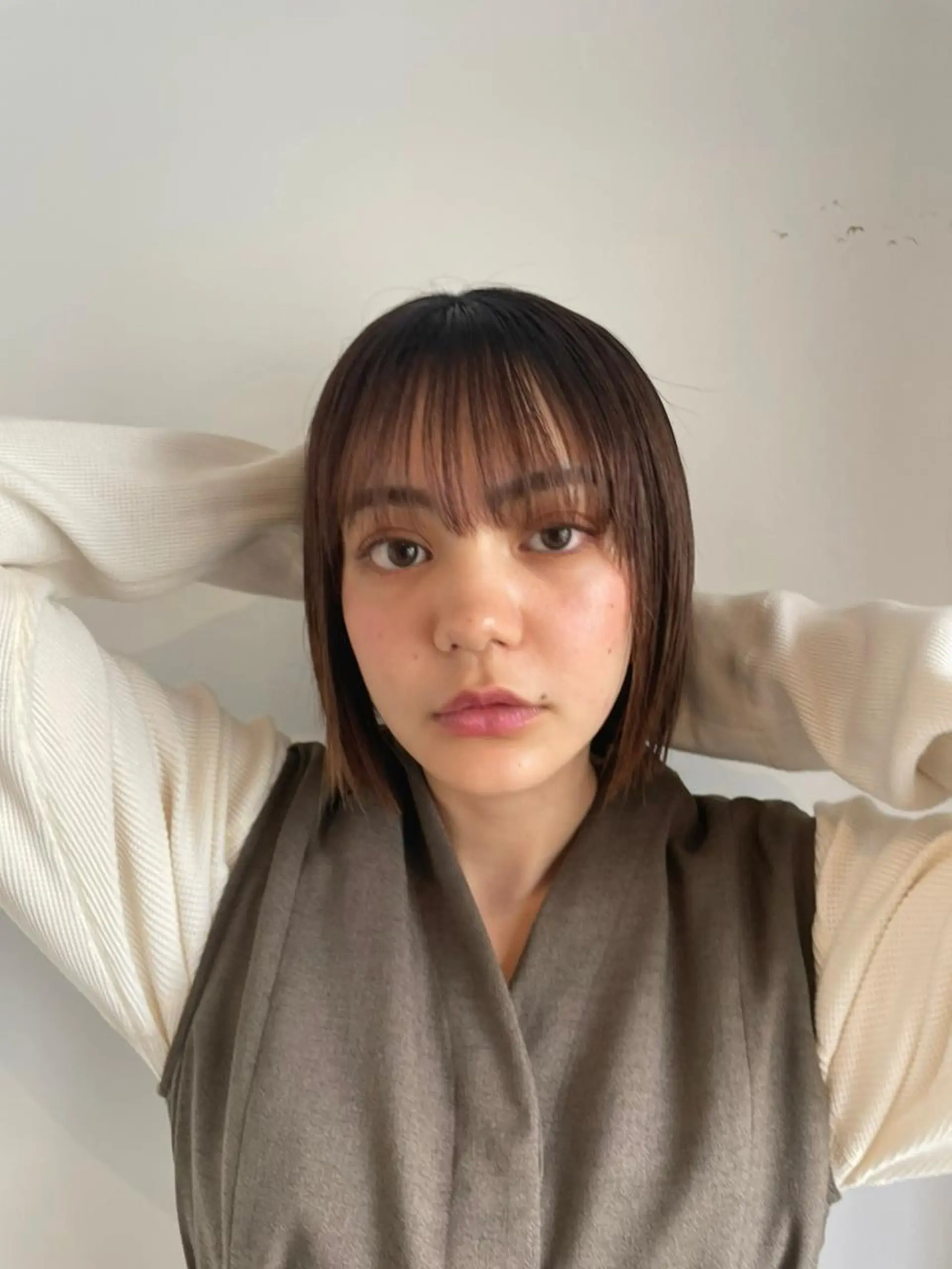 ミディアム パーマ カラー ショートボブ アディクシーカラー ブリーチ ブロンド ブルーカラー カット ヘアカラー トリートメント CEINE【セーヌ】 三軒茶屋のヘアスタイル