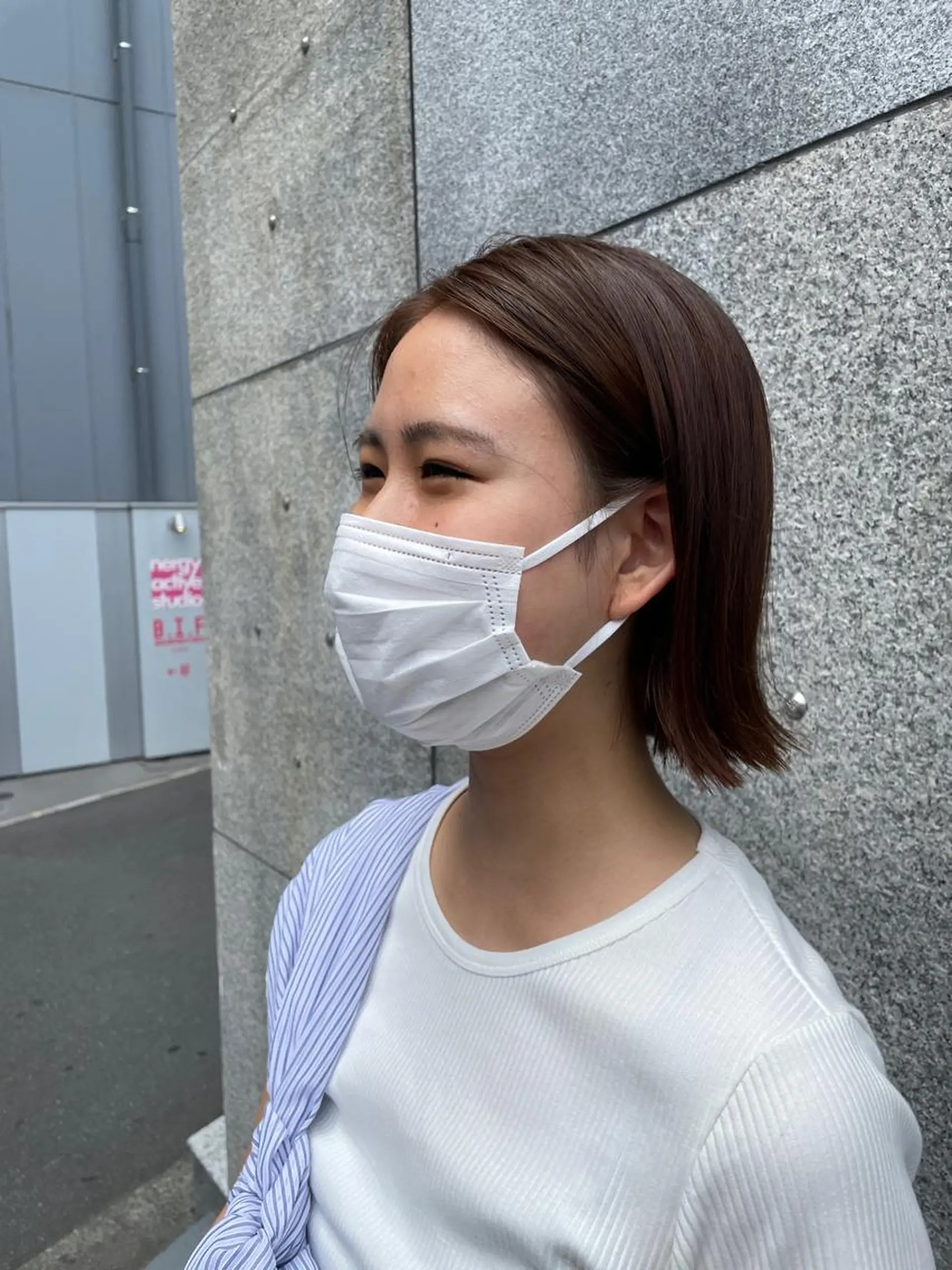 ミディアム 切りっぱなしボブ ボブ 外ハネヘア 🌫️縮毛矯正/髪質 改善/ゆずる🌫️のヘアスタイル