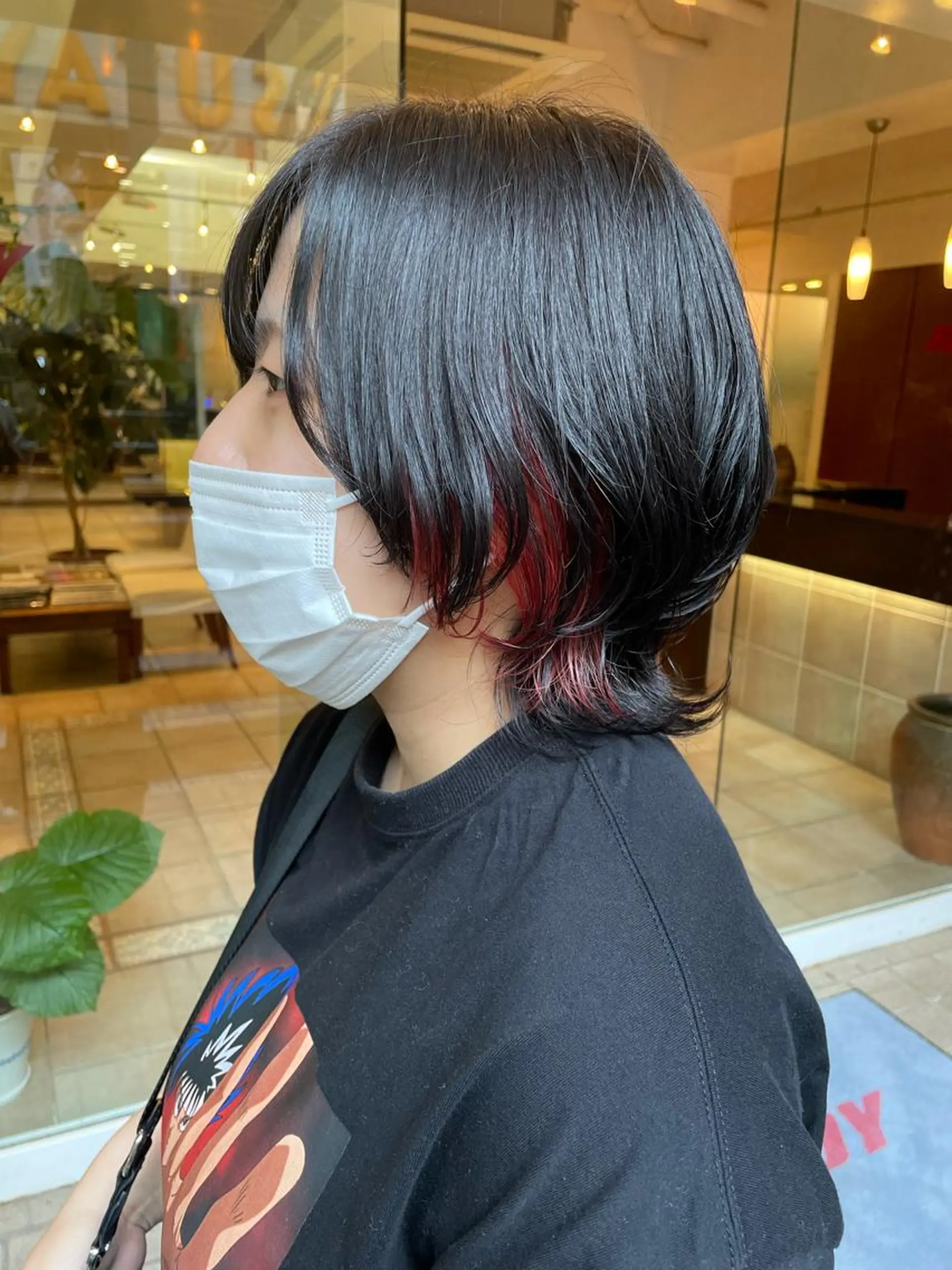 ミディアム カラー ヘアアレンジ 艶カラー🌙縮毛矯正 /ボブ【Reina】のヘアスタイル