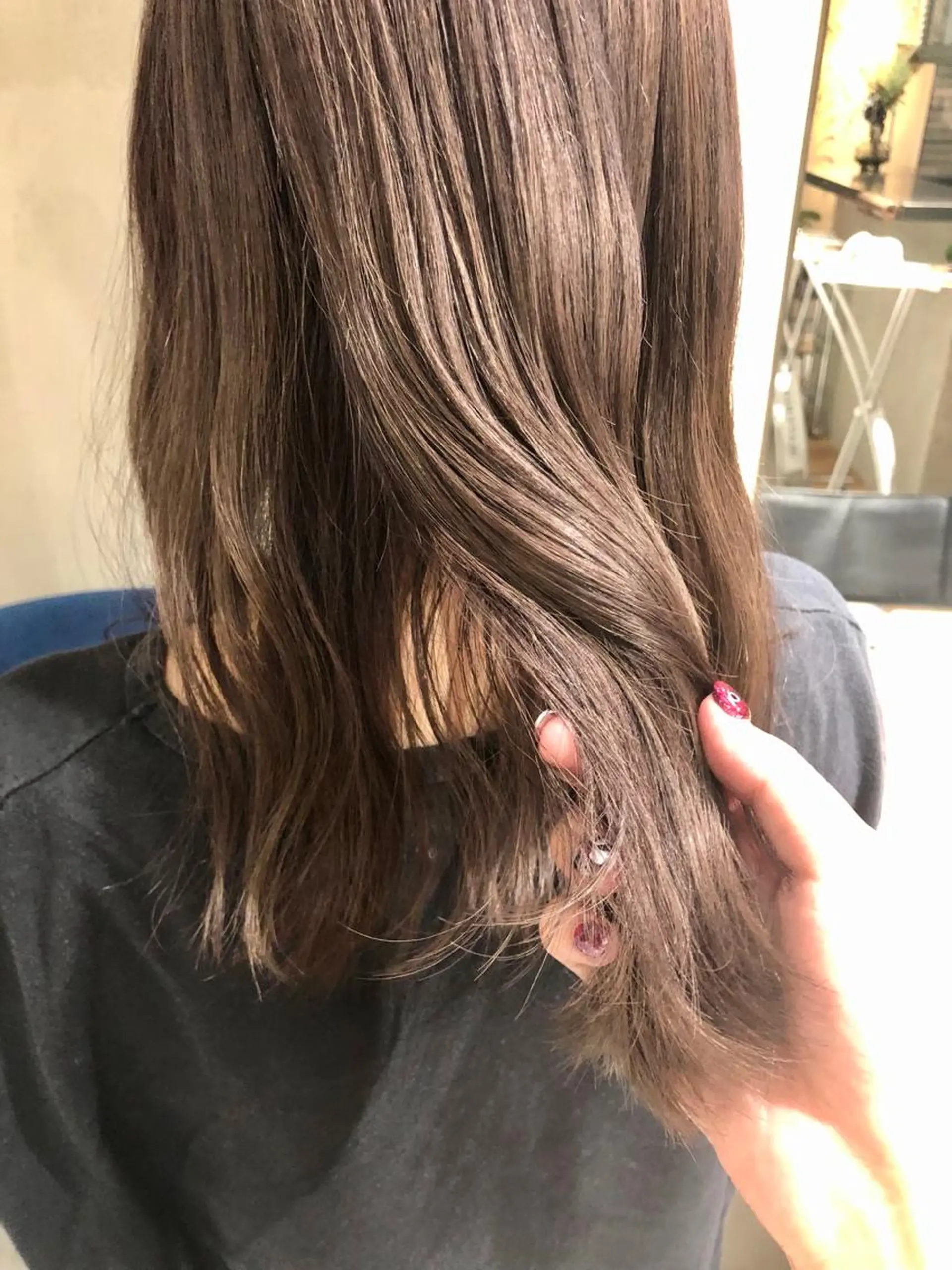 セミロング カラー グレージュ ラベンダーカラー mizuki /メンズカット募集のヘアスタイル