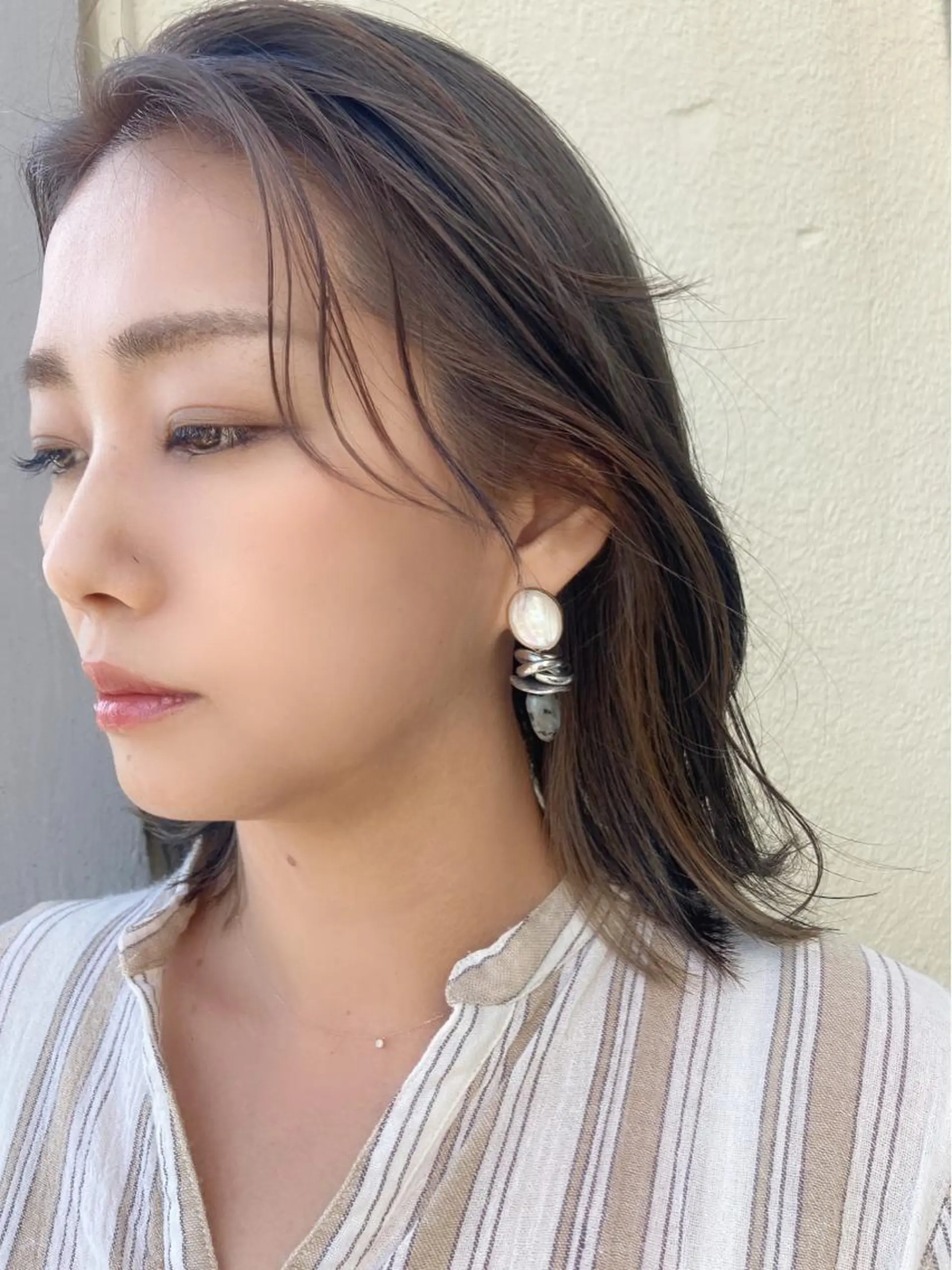 ミディアム ミストバング 顔周りカット ハイライト 【ショートボブ🤎】 YU-KAのヘアスタイル