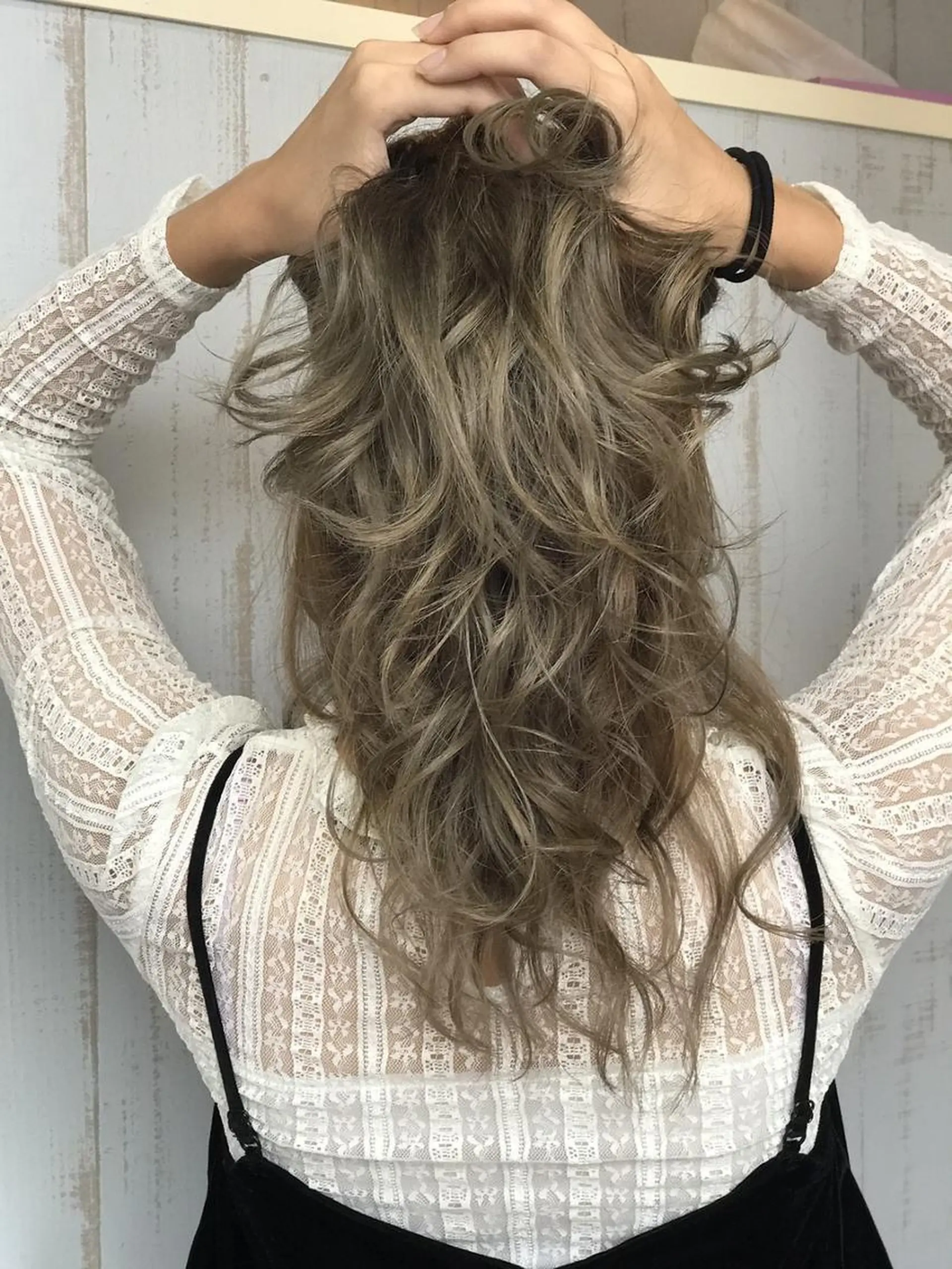 ロング カラー ヘアアレンジ チビ編み込みエクステ シールEXどぅ〜すのヘアスタイル