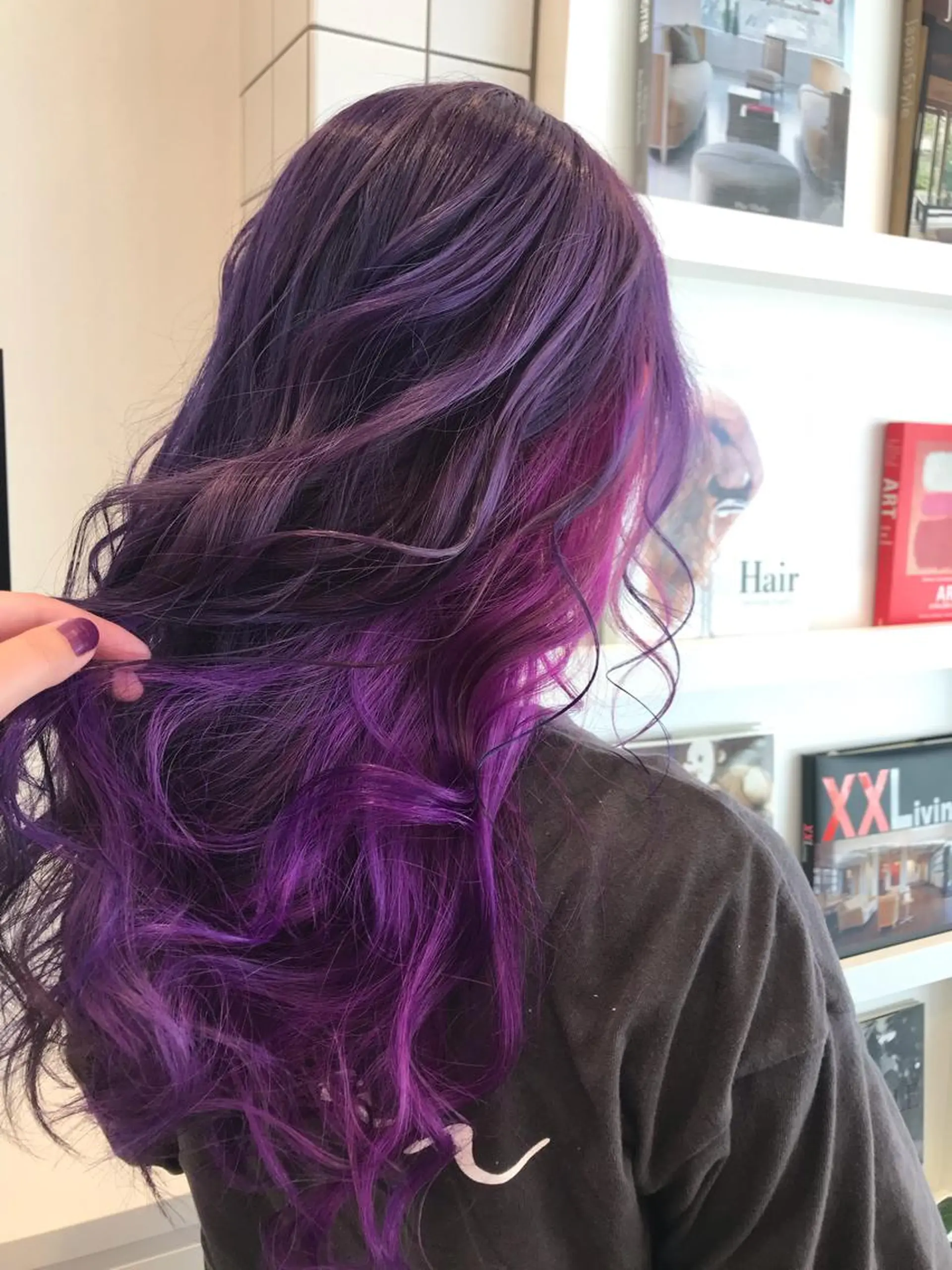 ロング カラー ピンクカラー バイオレットカラー 髙橋 かすみのヘアスタイル