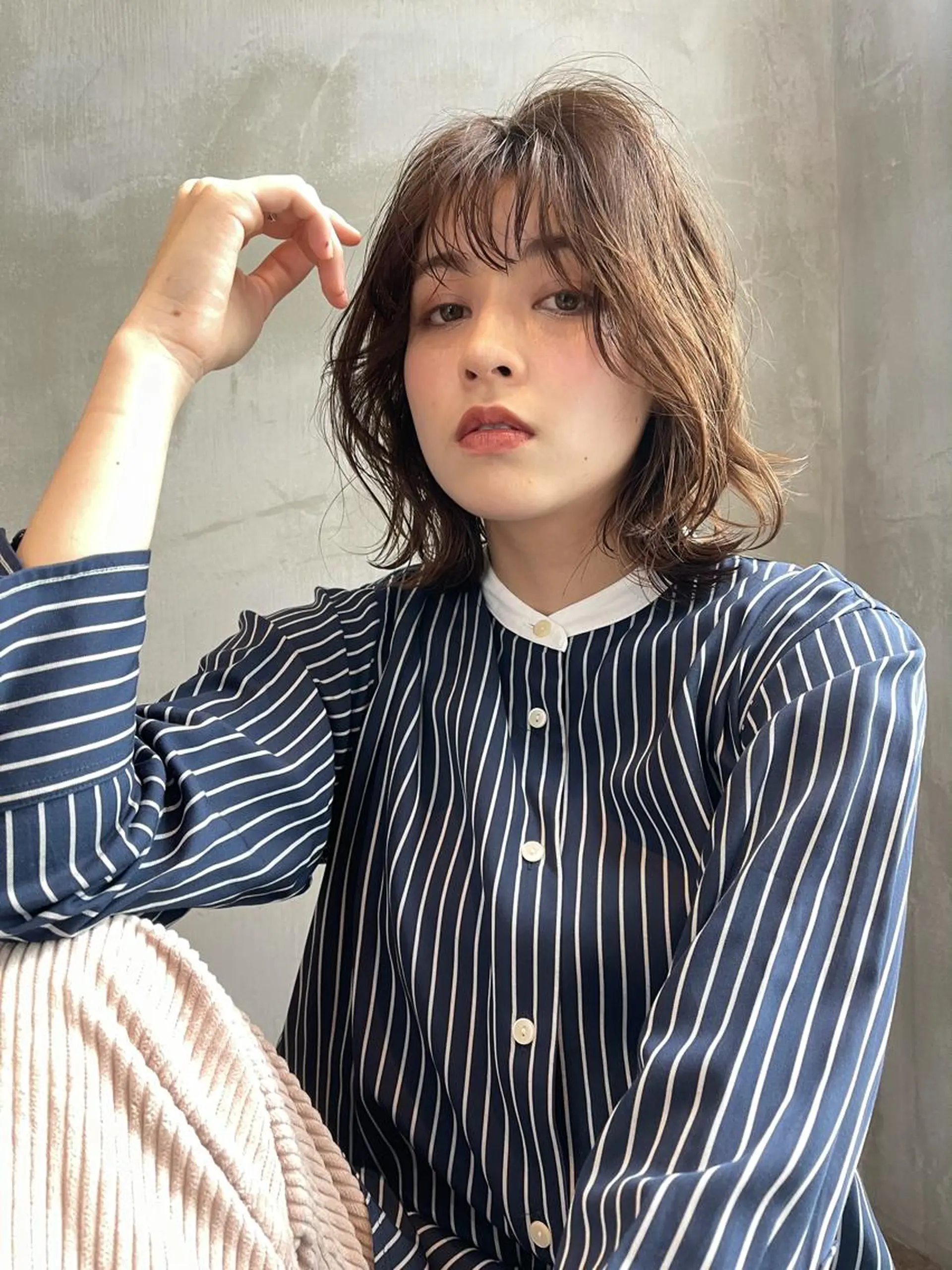 ミディアム カラー パーマ ボブレイヤー ボブ レイヤーカット ヘアカラー トリートメント TOMO GEEKS代表のヘアスタイル