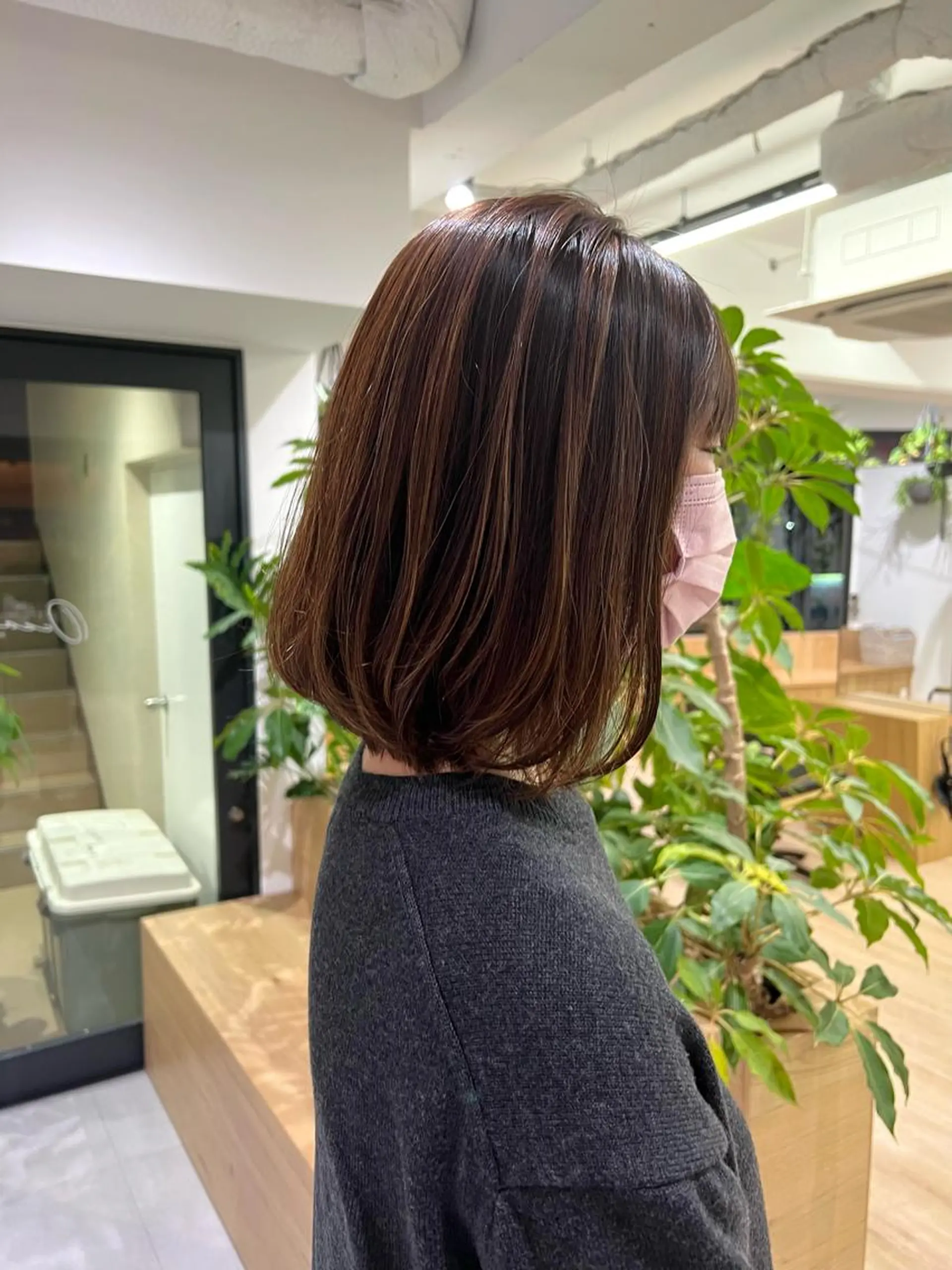 セミロング カラー ハイライトカラー ハイライト 艶ベージュ/オリーブ カラー🫒airiのヘアスタイル