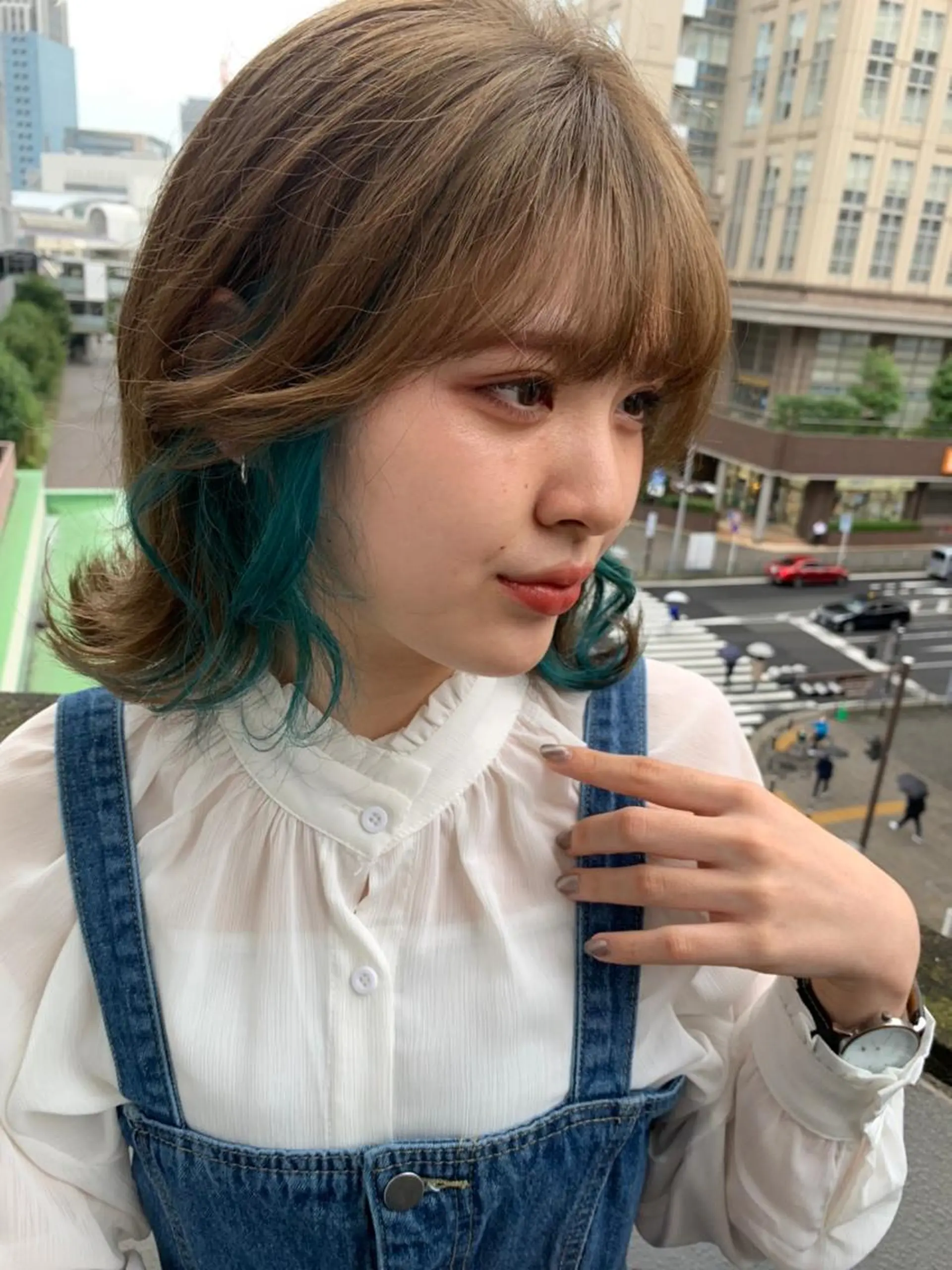 セミロング セミロングパーマ アッシュ ミストバング ボブ ハイライト カット ヘアカラー N° uairo 川崎店【ユアイロ】のヘアスタイル