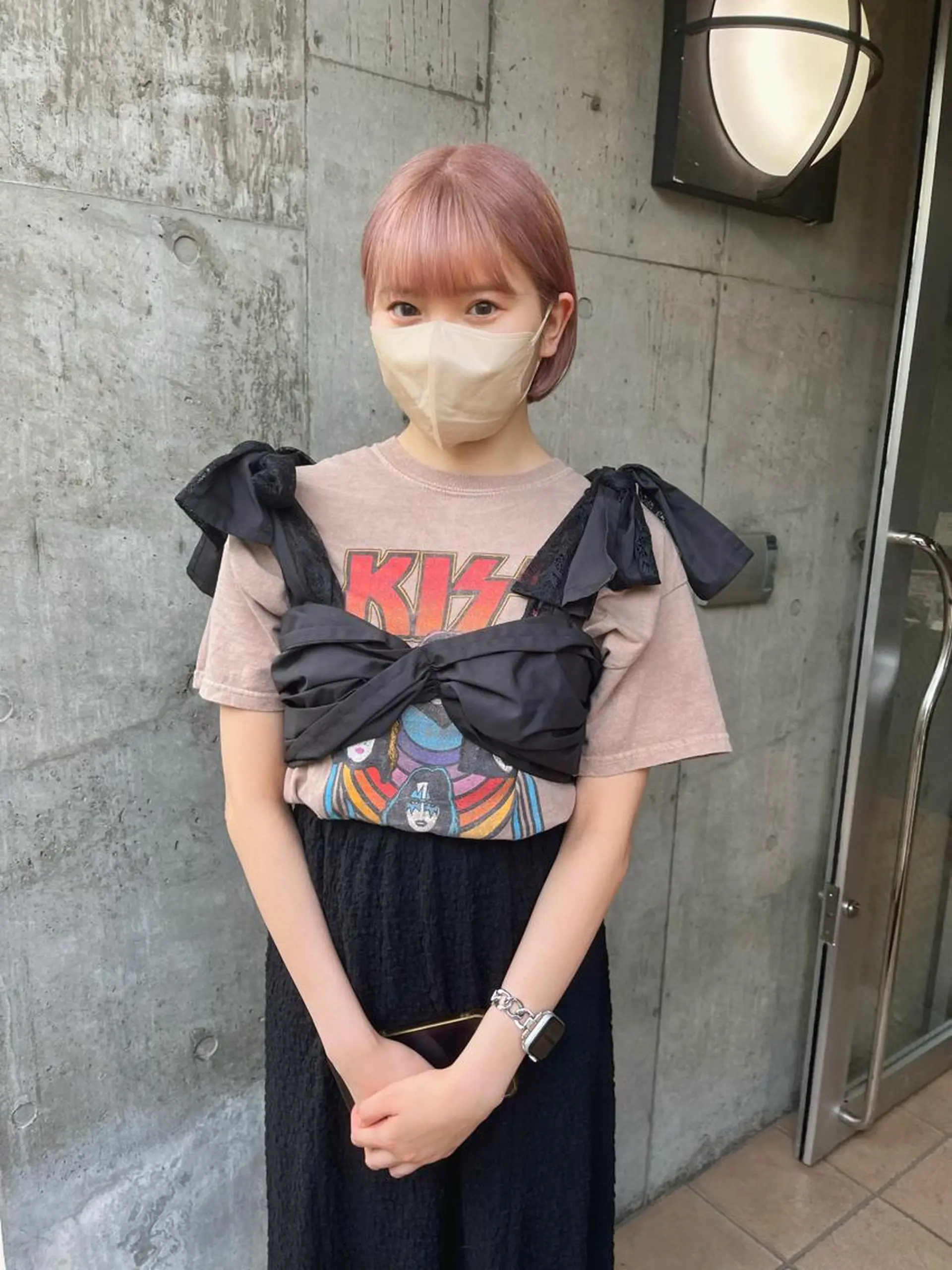 ショート カラー 切りっぱなしボブ ベージュカラー ピンクカラー ピンクベージュ ボブ カット ヘアカラー トリートメント ミルクティーベージュ ブリーチ　店長　清水のヘアスタイル