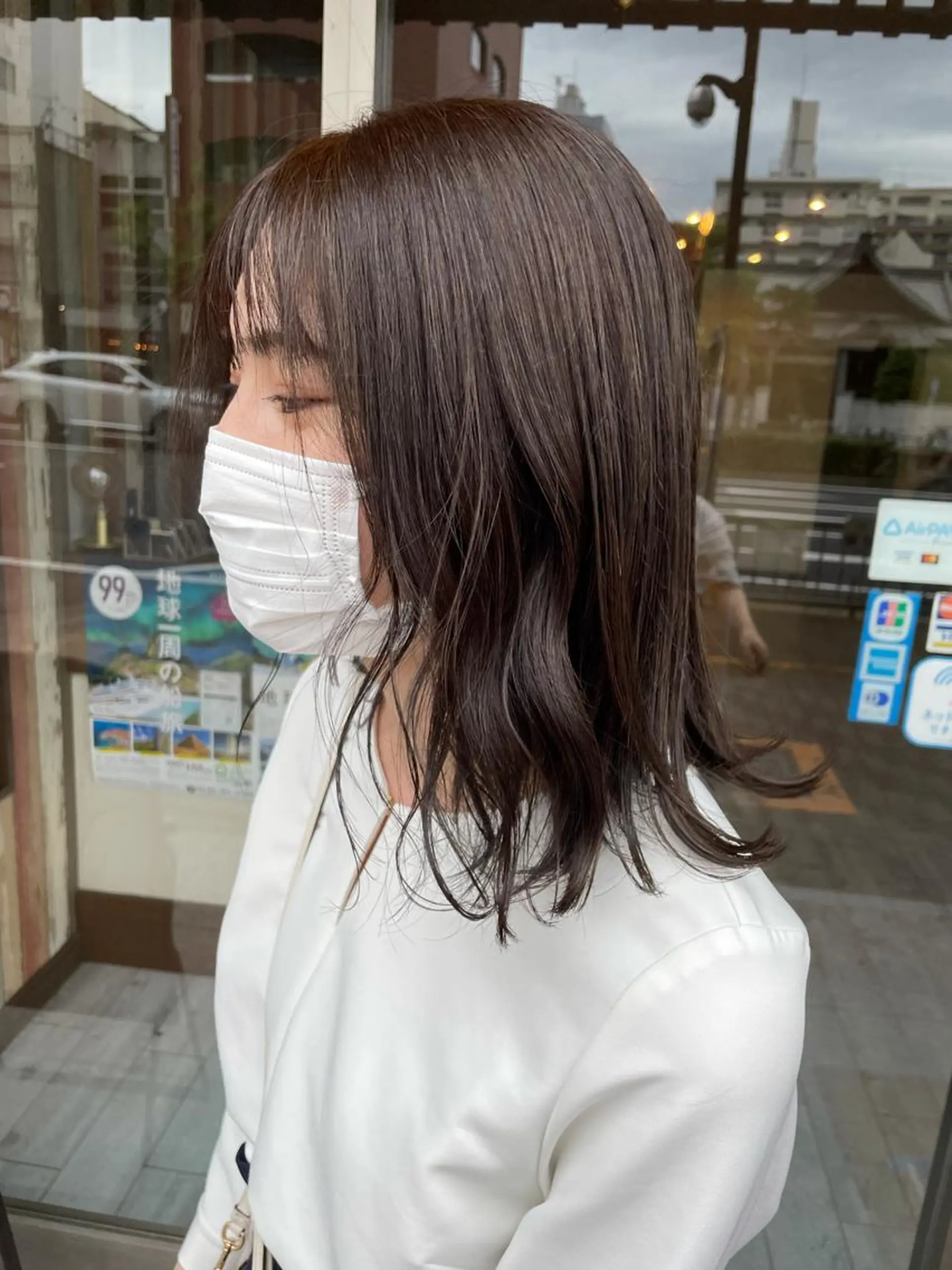 ミディアム カラー ヘアアレンジ ベージュカラー 透明感カラー イワタ マハ/ minim hairのヘアスタイル