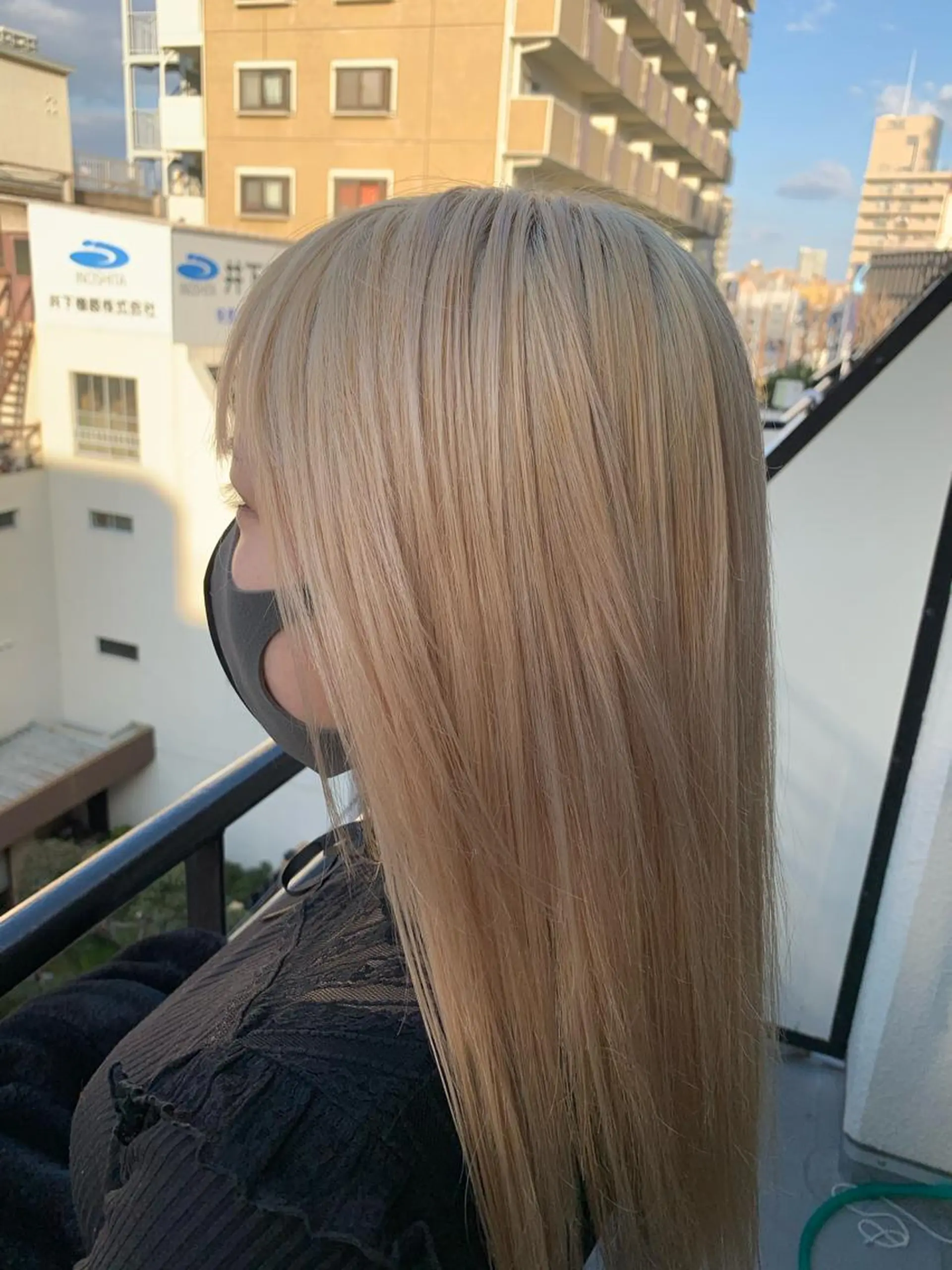 ロング カラー アディクシーカラー アッシュ バレイヤージュ ミストバング ベージュカラー ヘアカラー トリートメント ヘアセット 髪質改善色素改善特化 keiのヘアスタイル